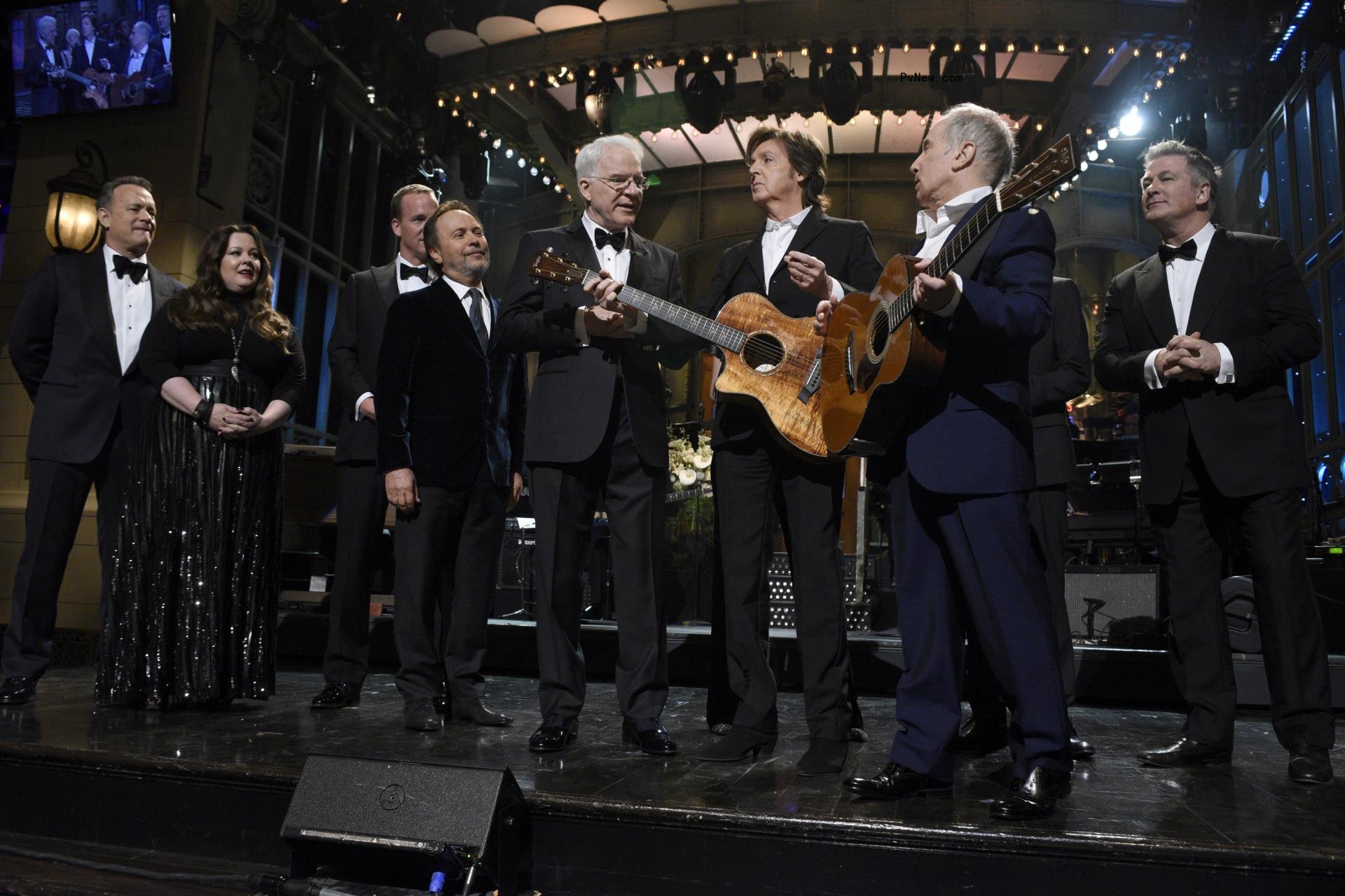 Tom Hanks, Melissa McCarthy, Peyton Manning, Billy Crystal, Steve Martin, Paul McCartney, Paul Simon and Alec Baldwin on 