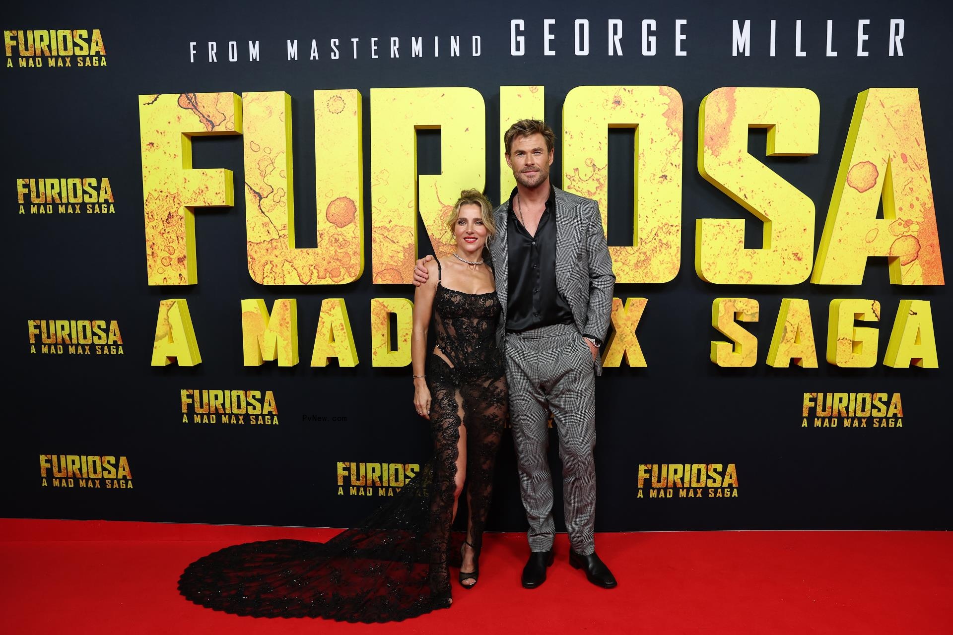 Chris Hemsworth and his wife, Elsa Pataky, at a movie premiere.