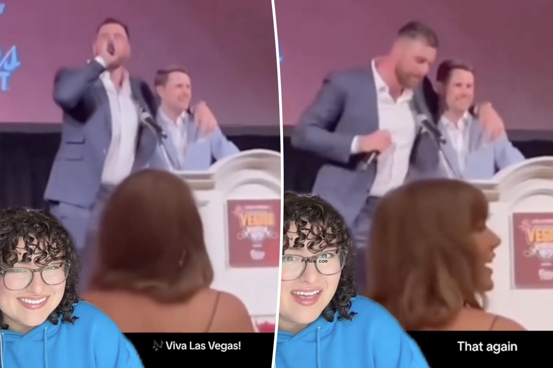 Taylor Swift cringes at Travis Kelce shouting 'Viva Las Vegas' at Patrick Mahomes Gala: lip reader