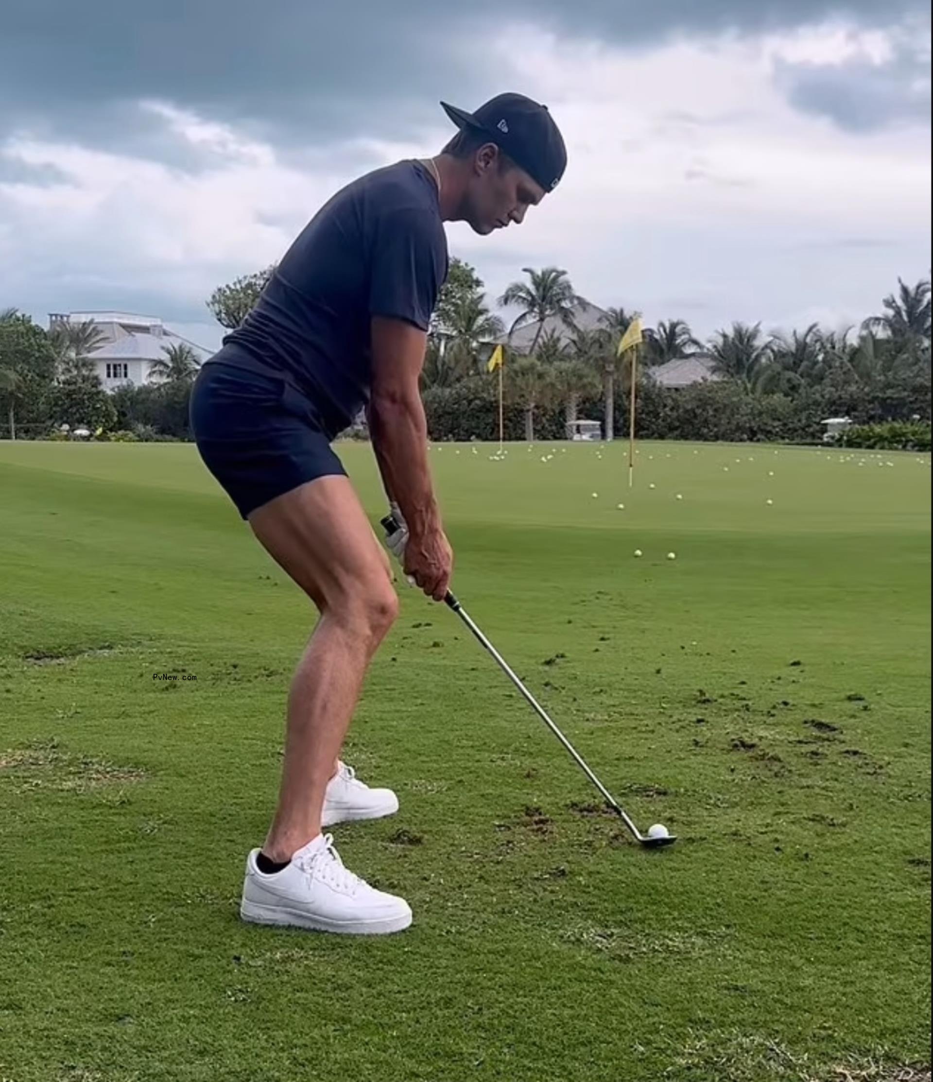 Tom Brady playing golf.