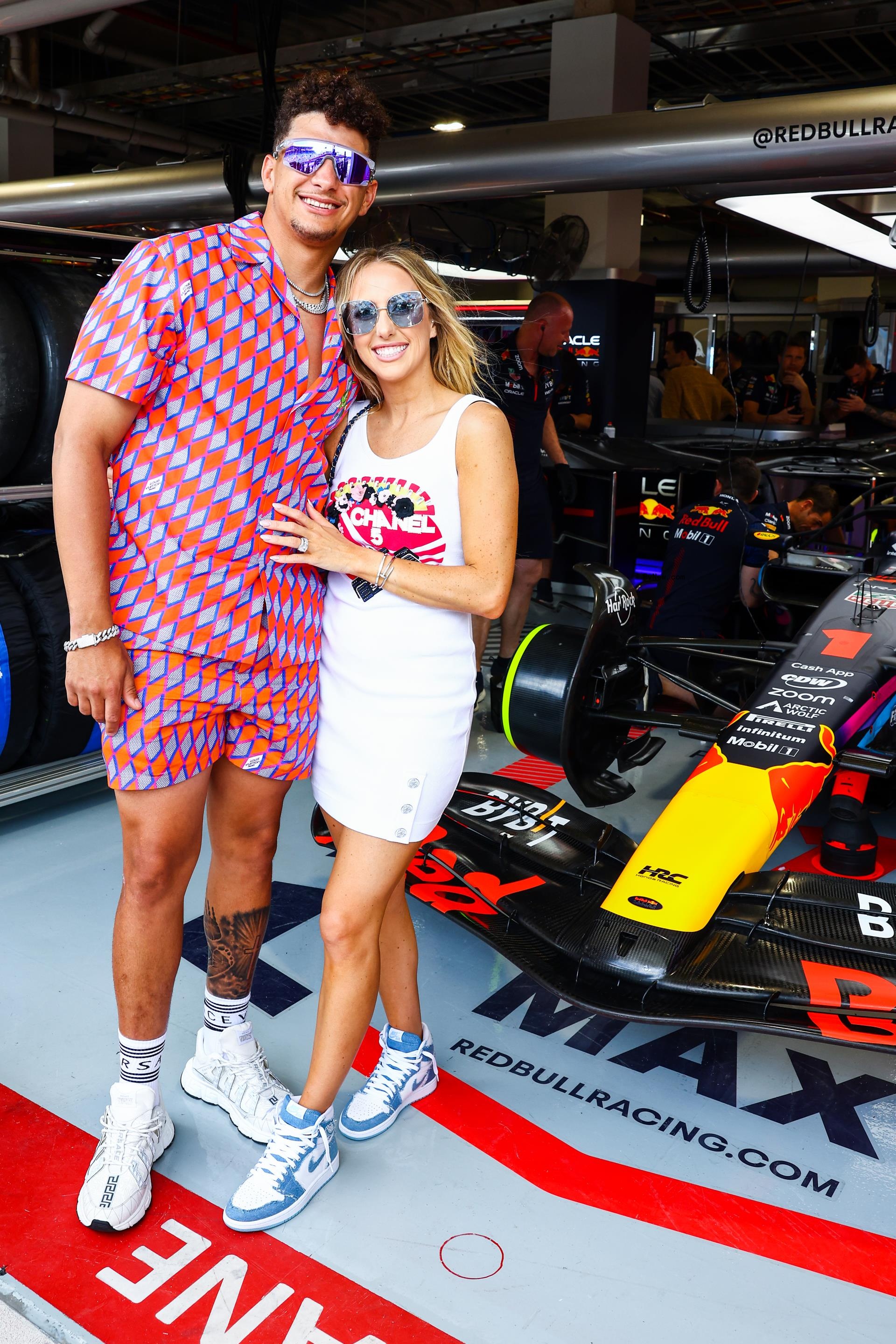 Brittany and Patrick Mahomes at Formula One Miami.
