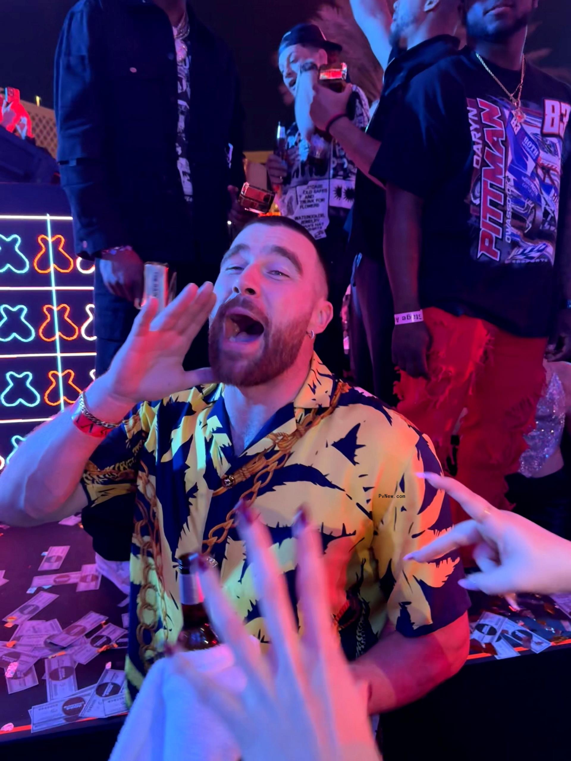 Travis Kelce partying.