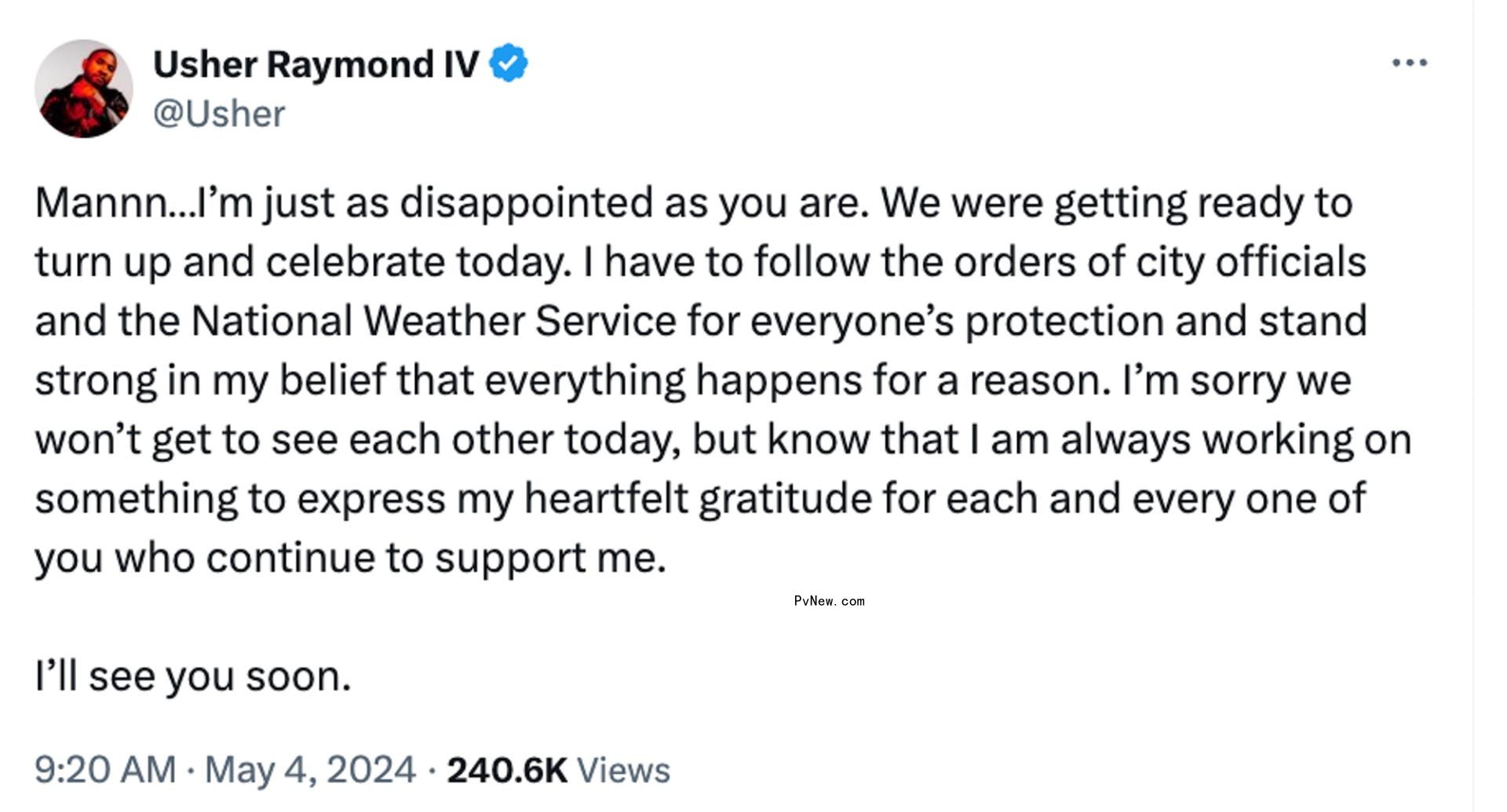 Usher tweet a<i></i>bout the Lovers & Friends festival.