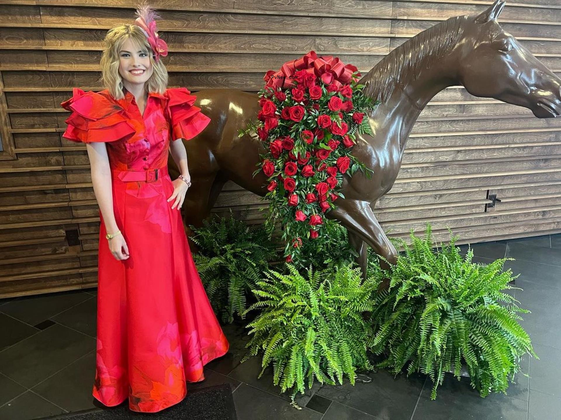 Dannielynn Birkhead in a red dress.