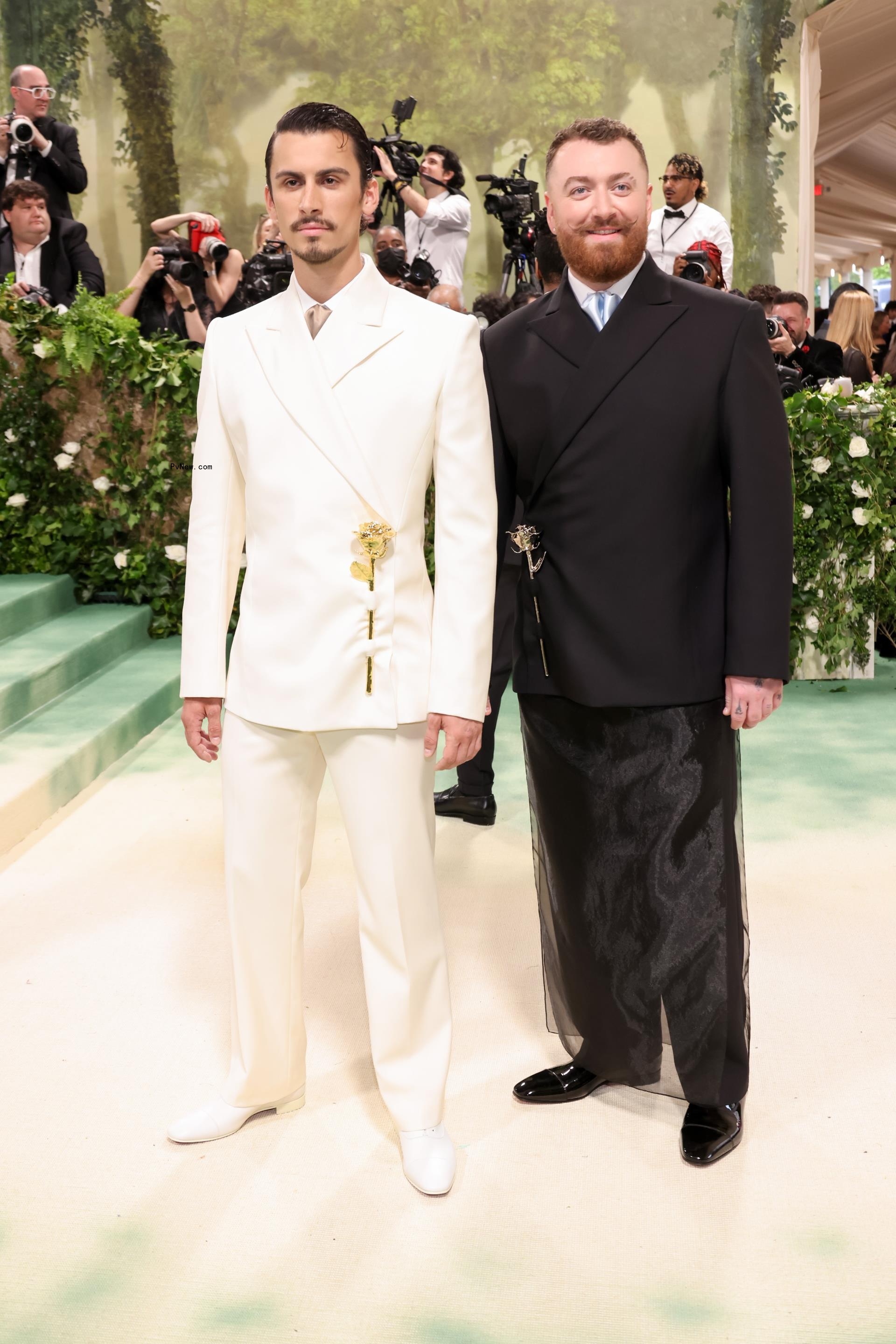 Christian Cowan and Sam Smith on the Met Gala red carpet.