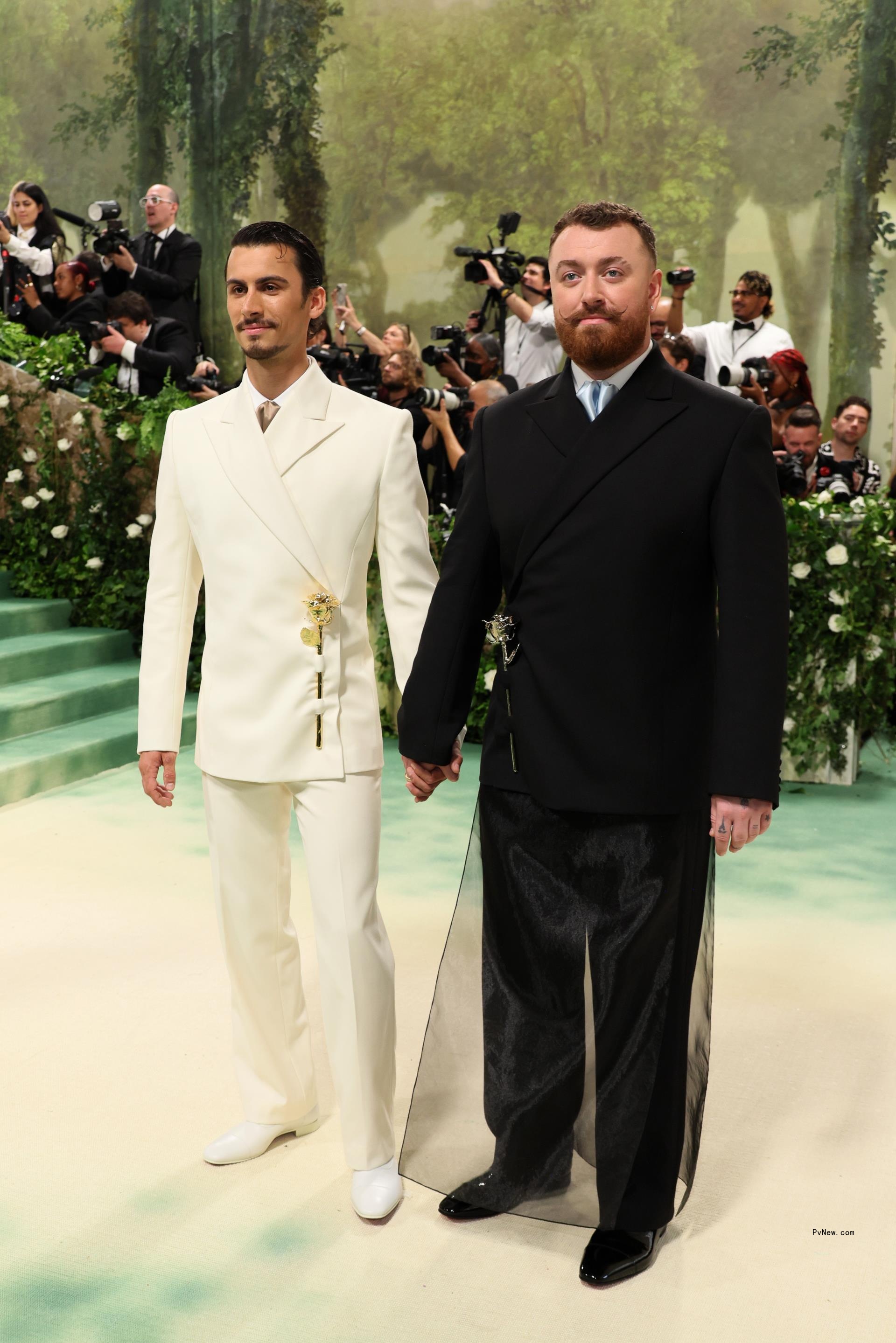 Christian Cowan and Sam Smith on the Met Gala red carpet.
