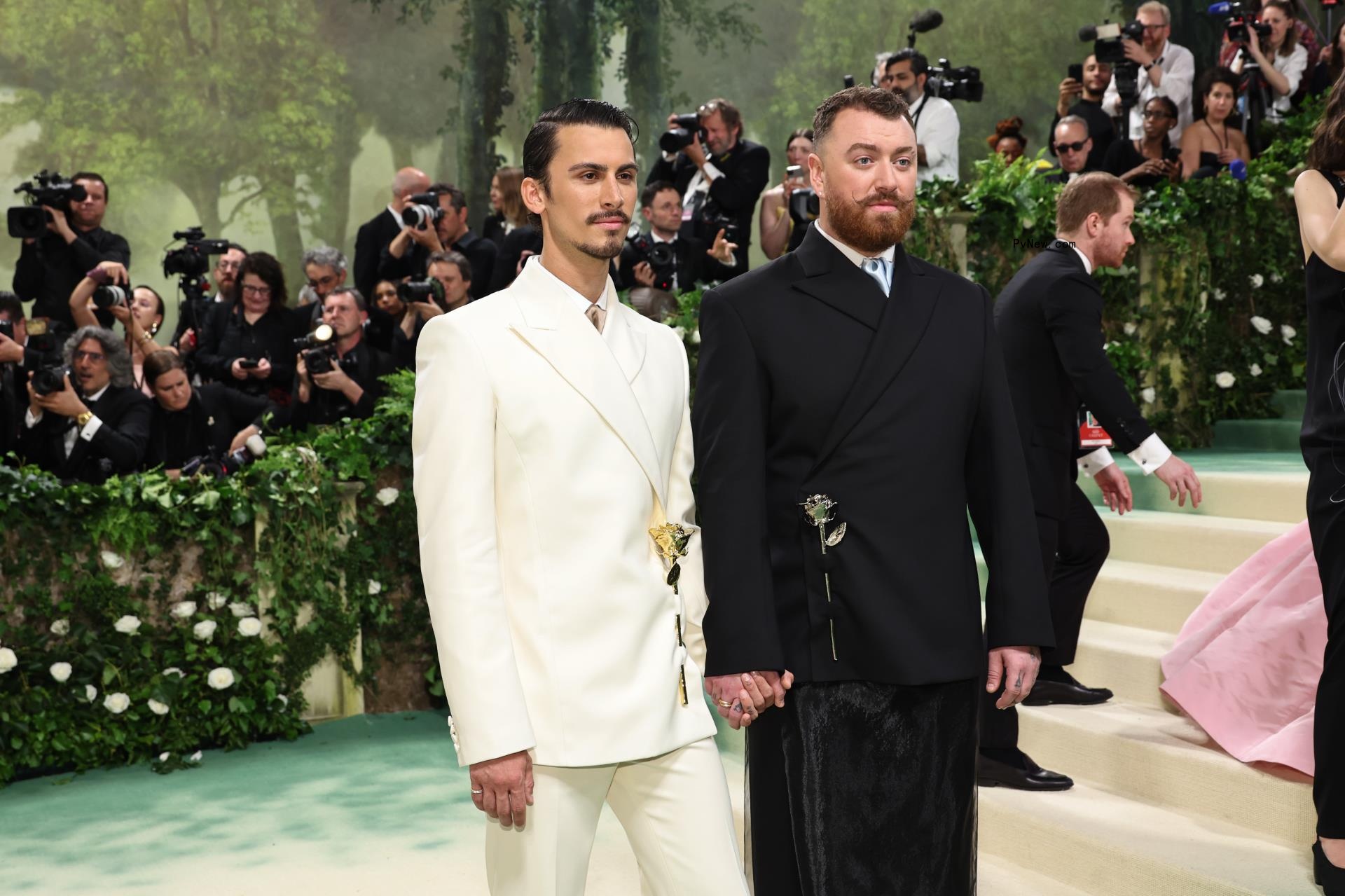 Christian Cowan and Sam Smith on the Met Gala red carpet.
