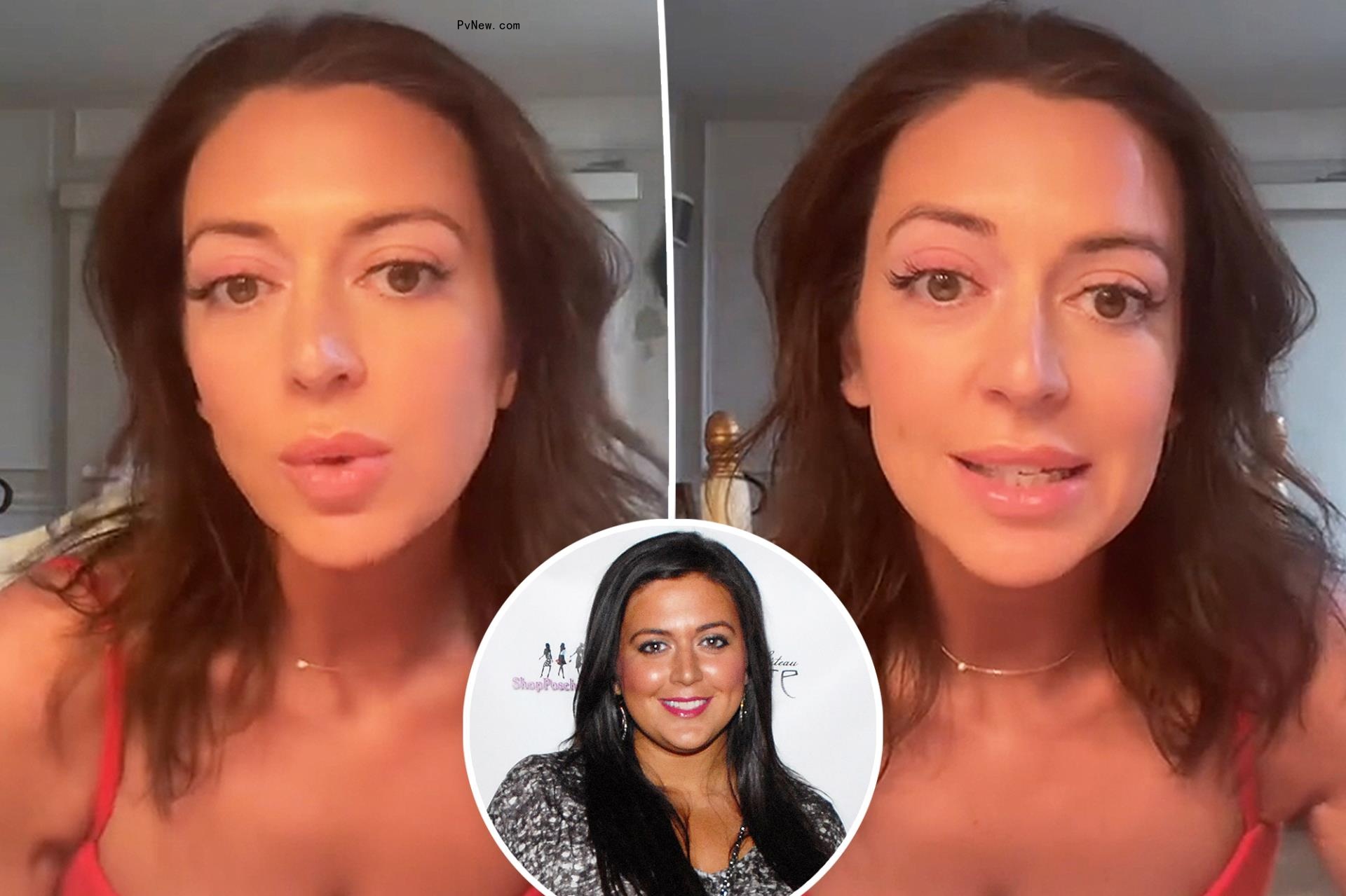 Two selfies of Lauren Manzo and a small photo of Lauren Manzo posing on a red carpet