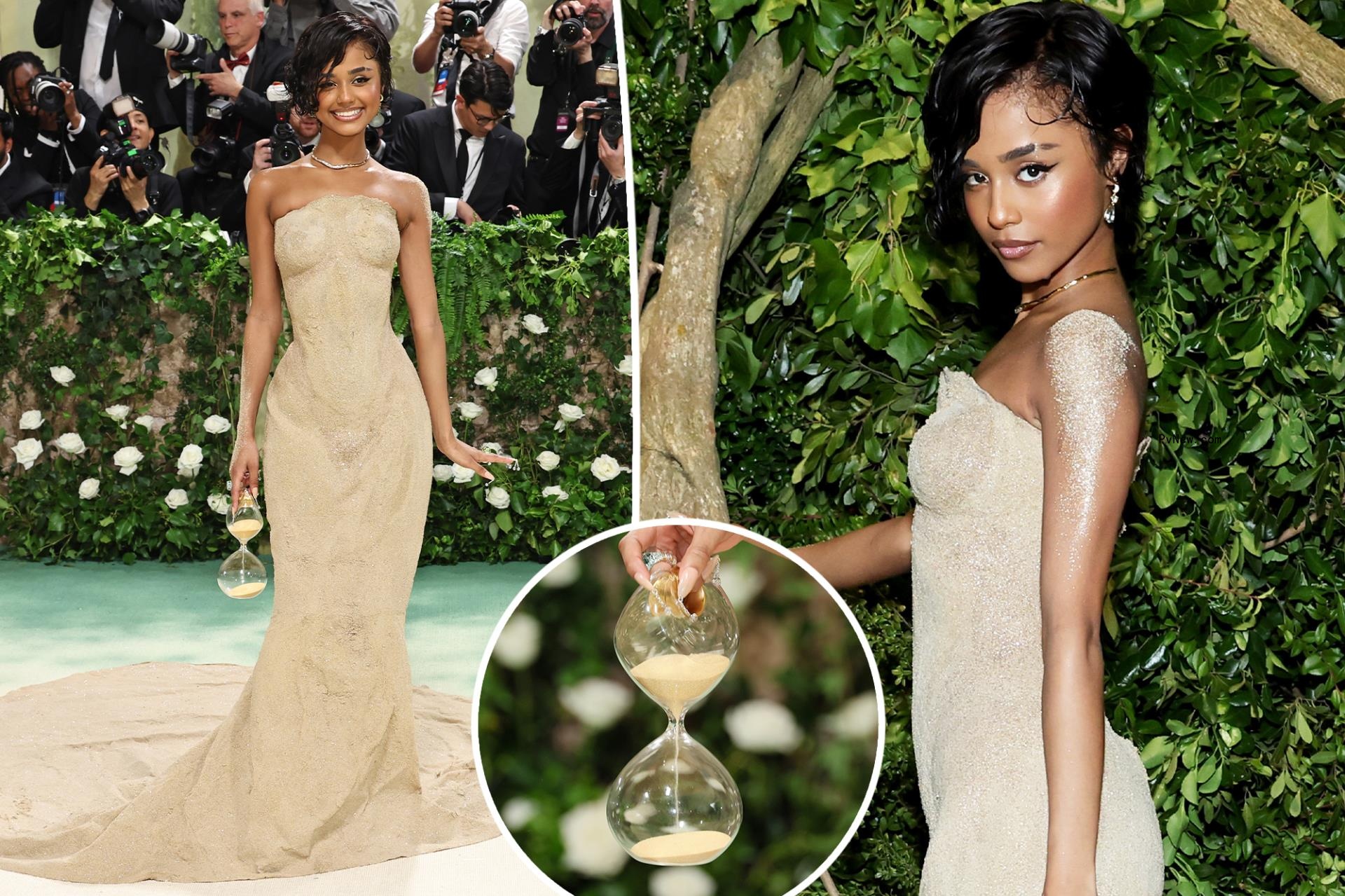 Tyla is covered in real sand — and can barely move — on the 2024 Met Gala red carpet