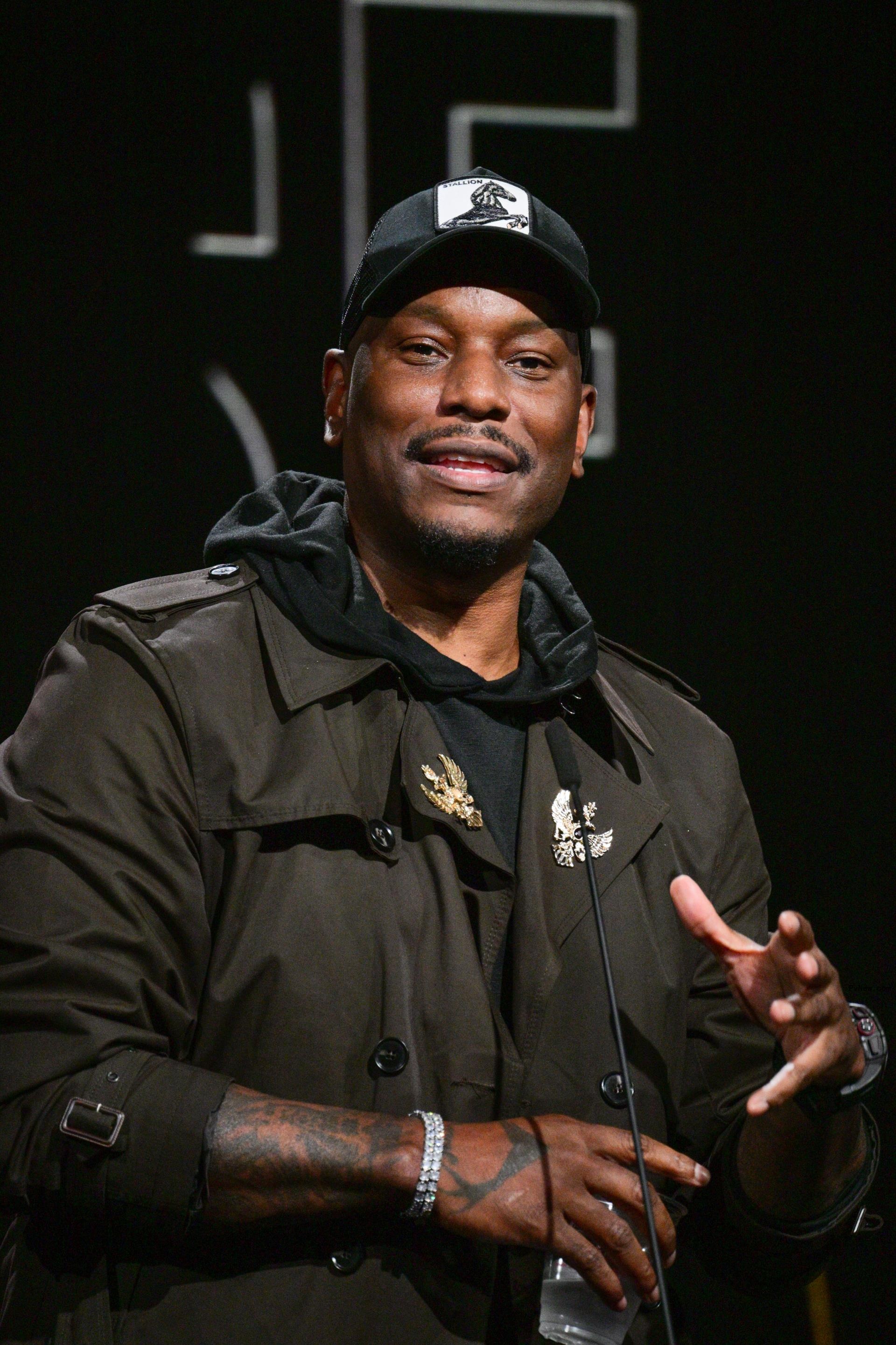 Tyrese speaking at Hollywood Unlocked's Impact Awards in 2023.