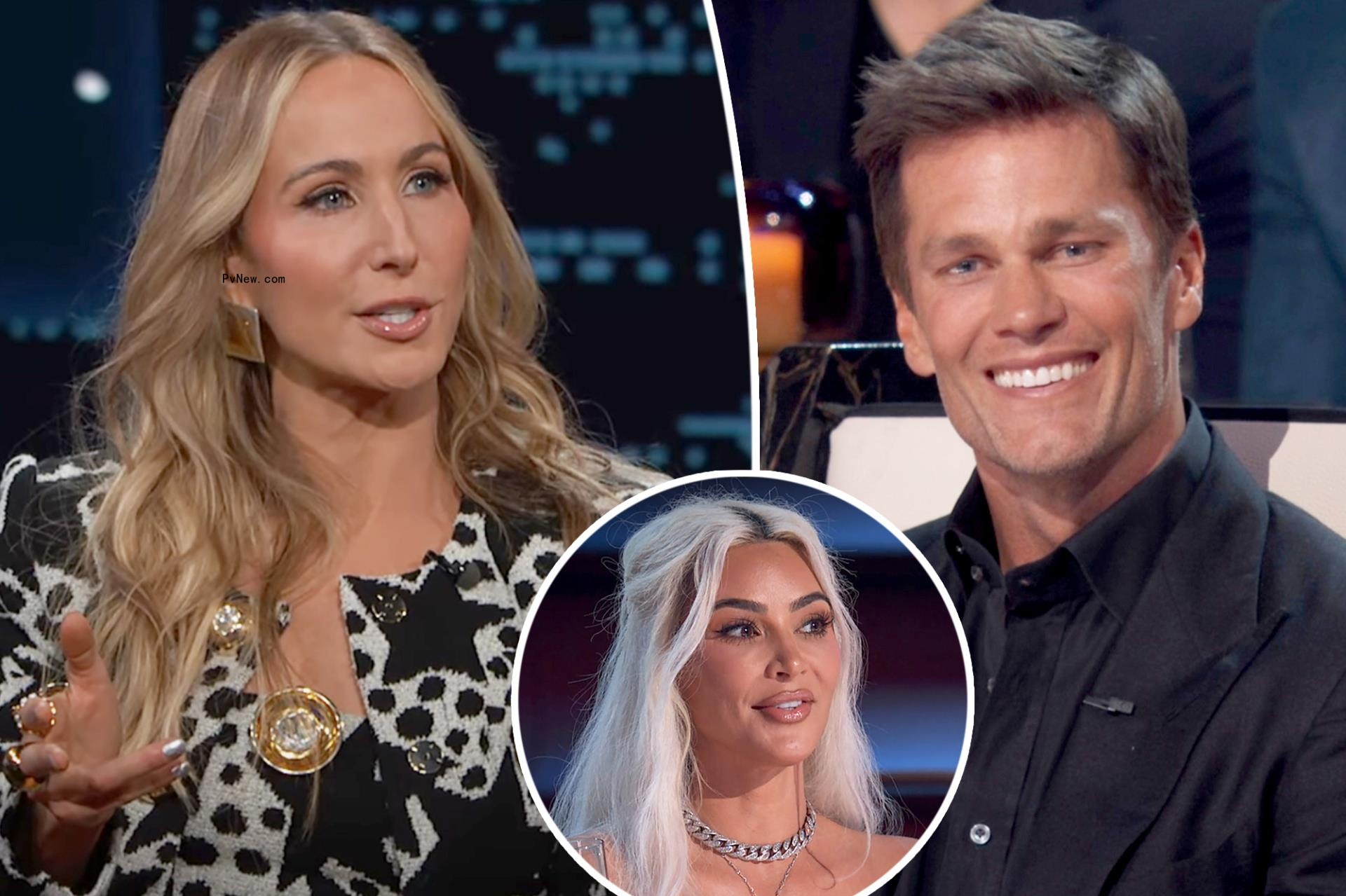 Nikki Glaser split with Tom Brady, as well as a Kim Kardashian inset