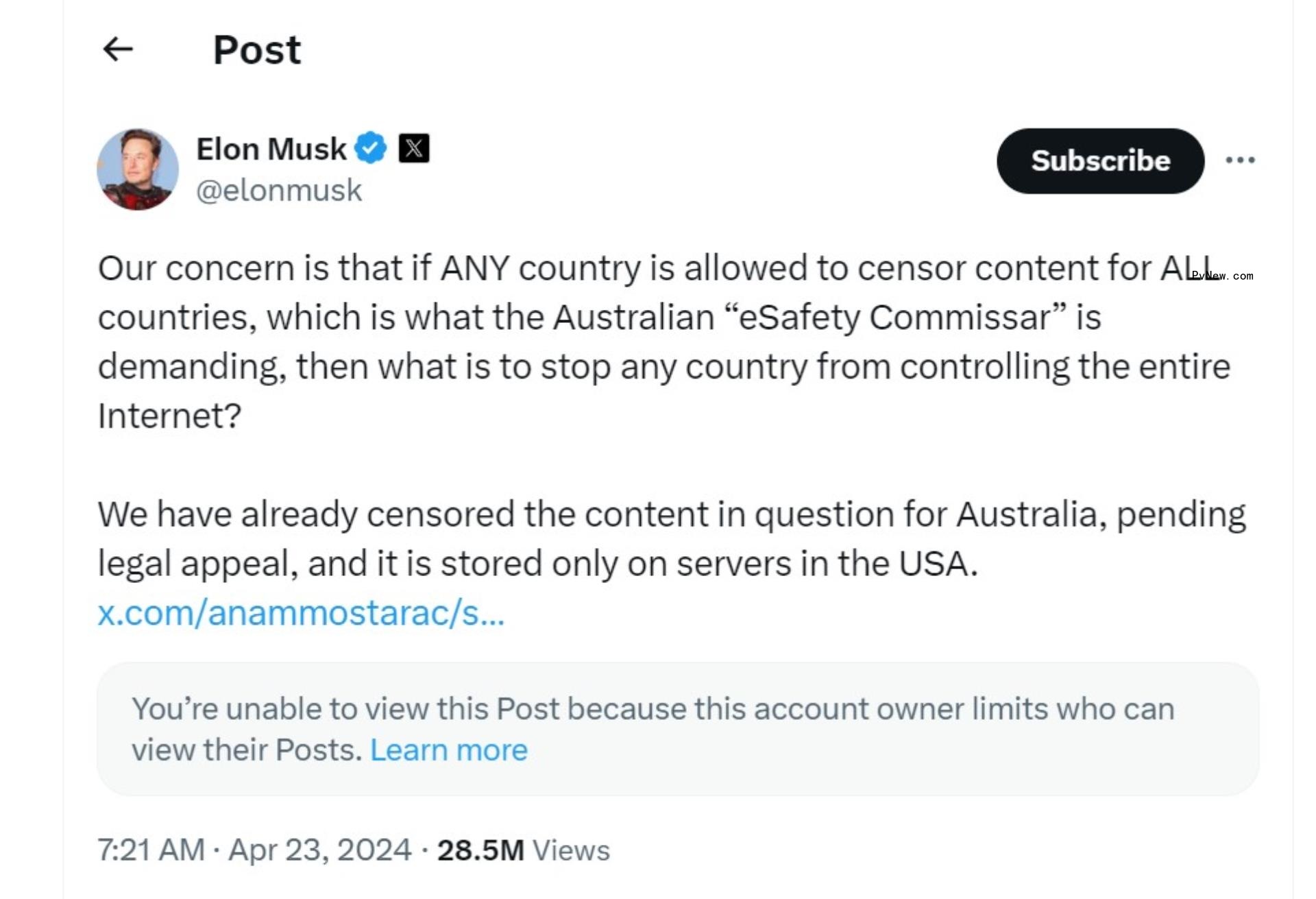 Australian Court Sides With Elon Musk’s X in Freedom of Speech Row