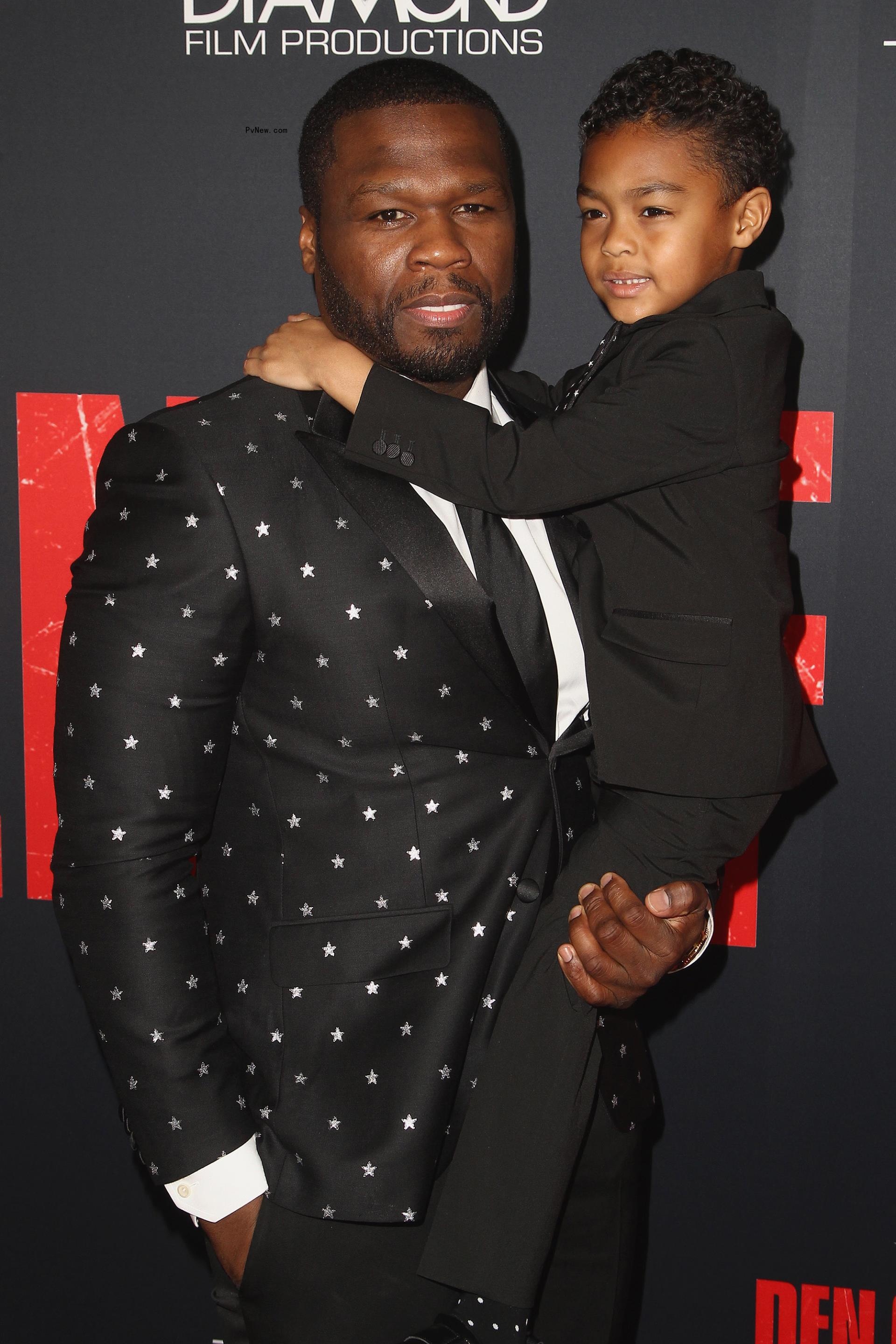 50 Cent and his son, Sire, at a movie premiere in 2018.