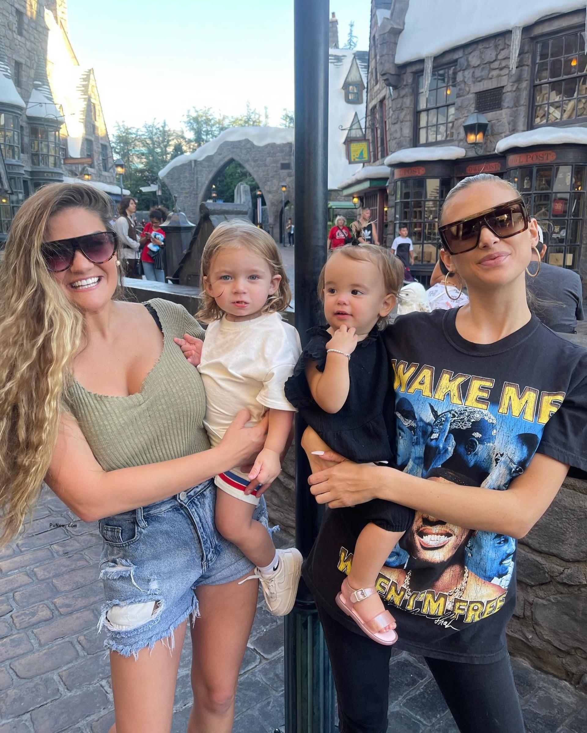 Brittany Cartwright and Lala Kent posing with their kids