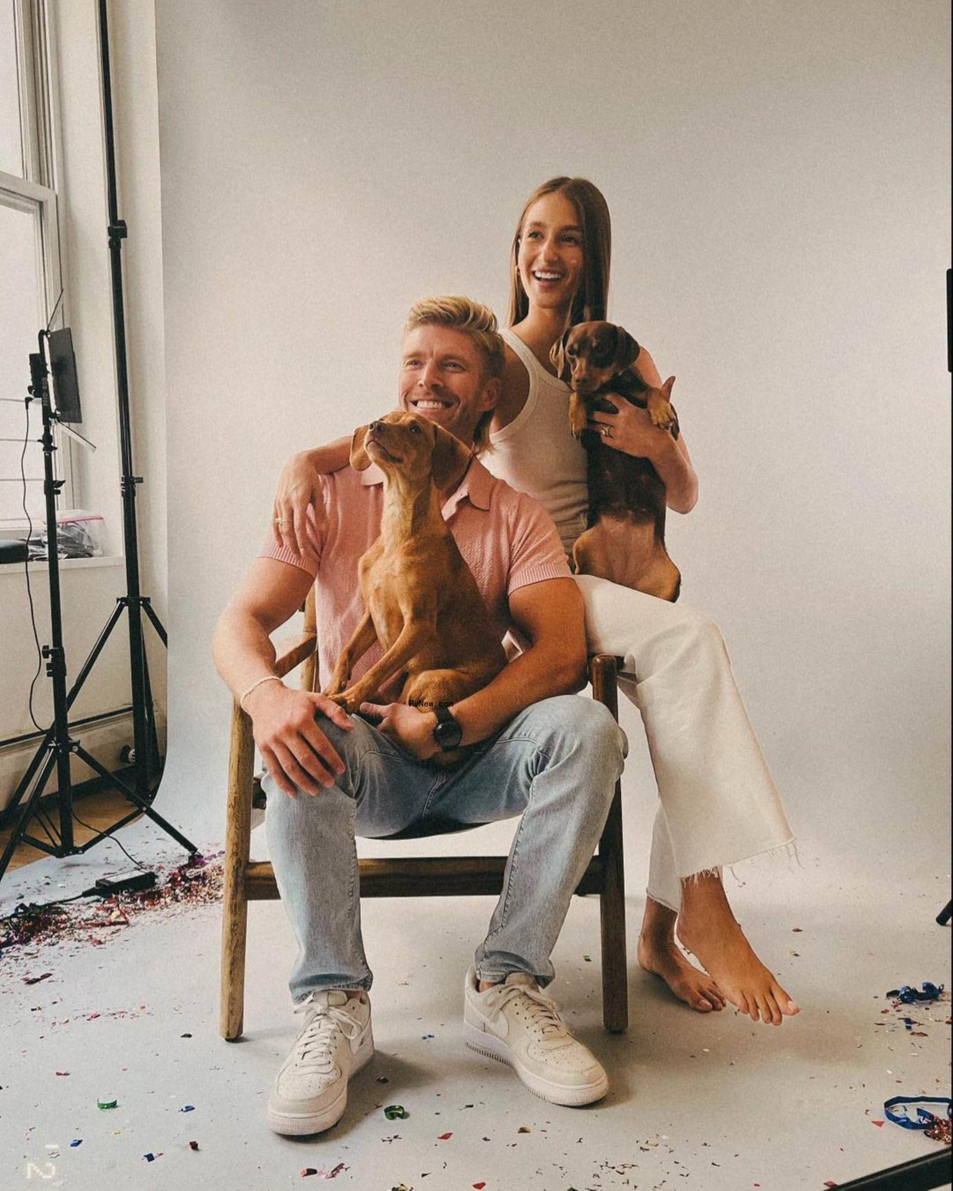 Kyle Cooke, Amanda Batula and their dogs