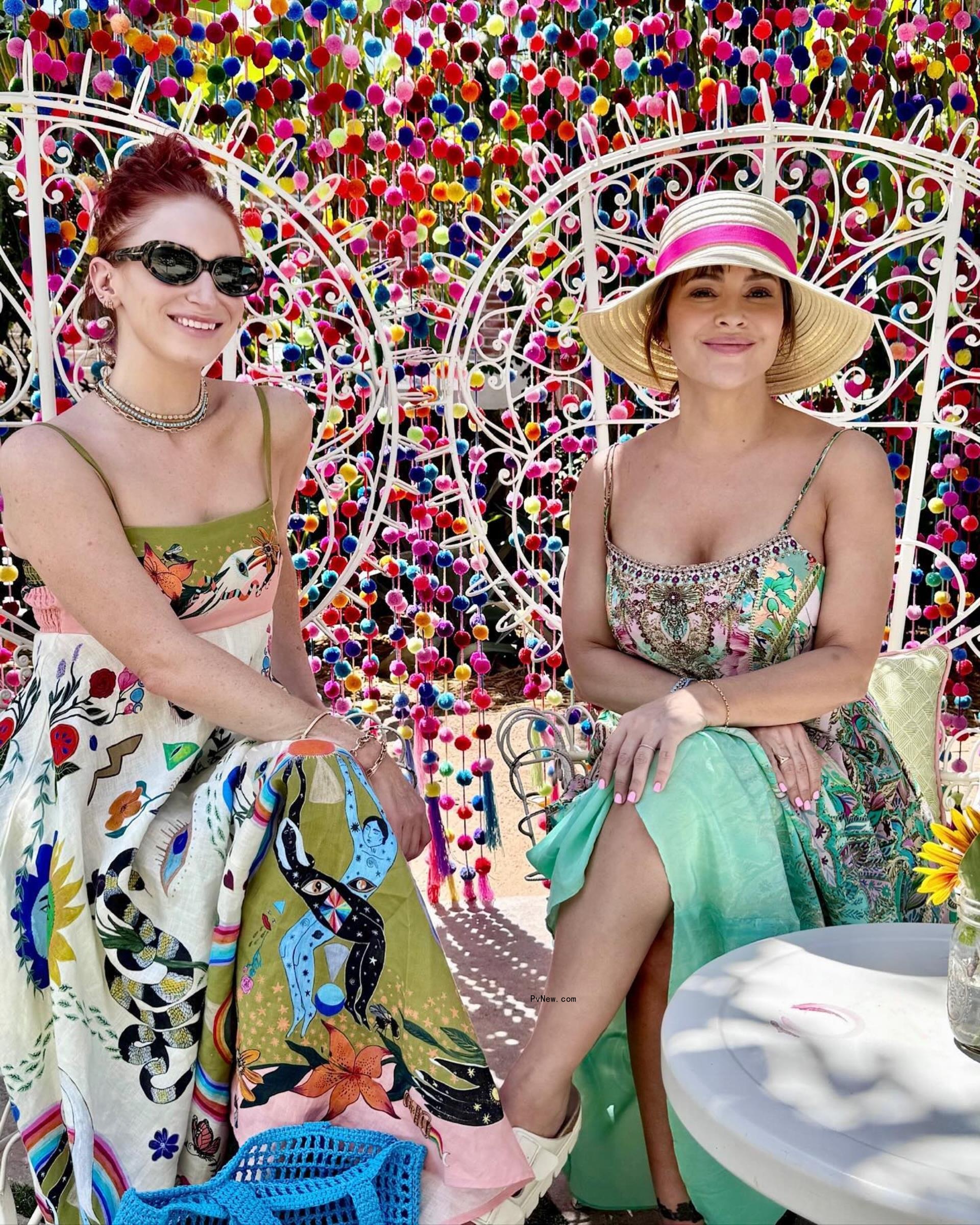 Alyssa Milano with a friend at Nobu Los Cabos Residences.