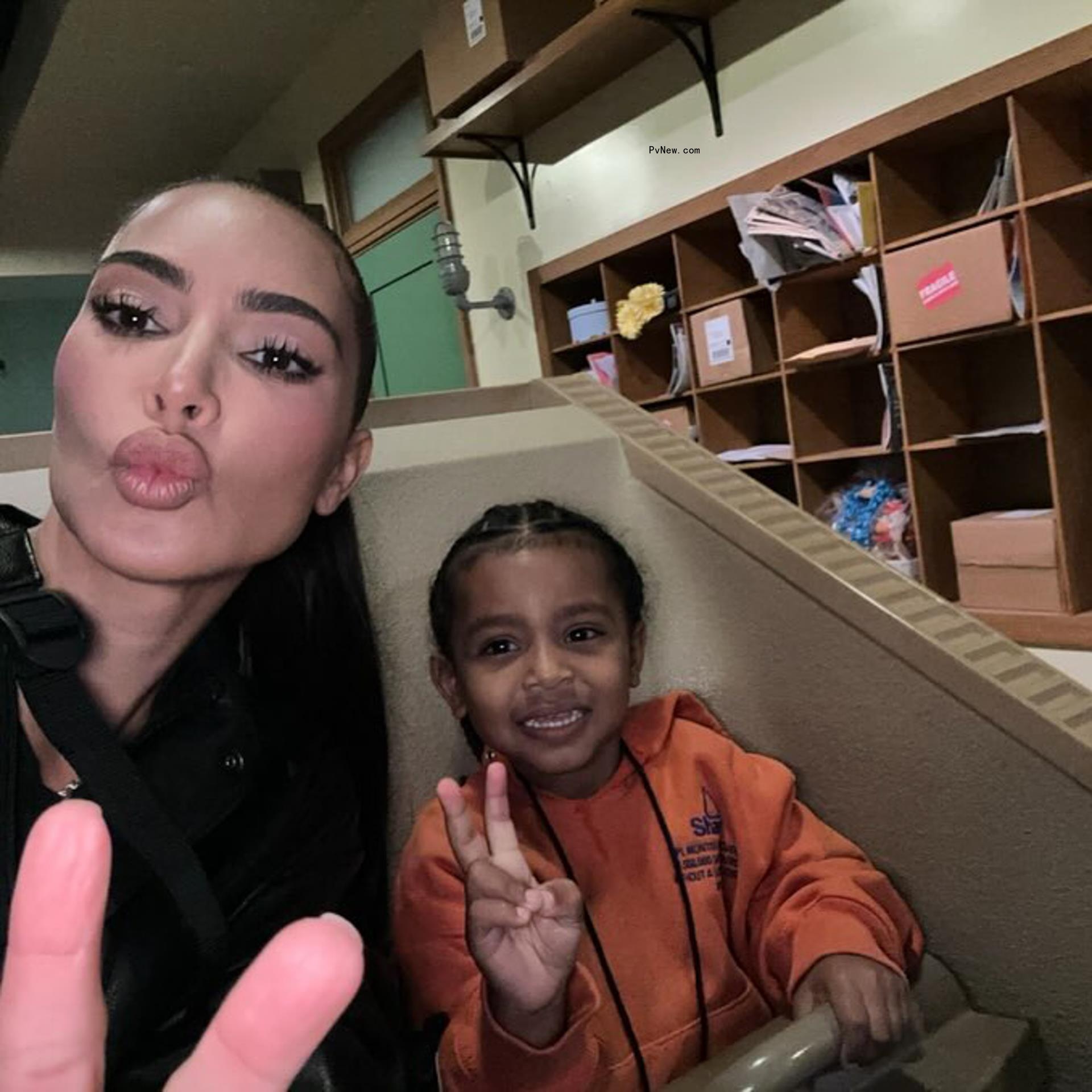A selfie of Kim Kardashian and Psalm West.