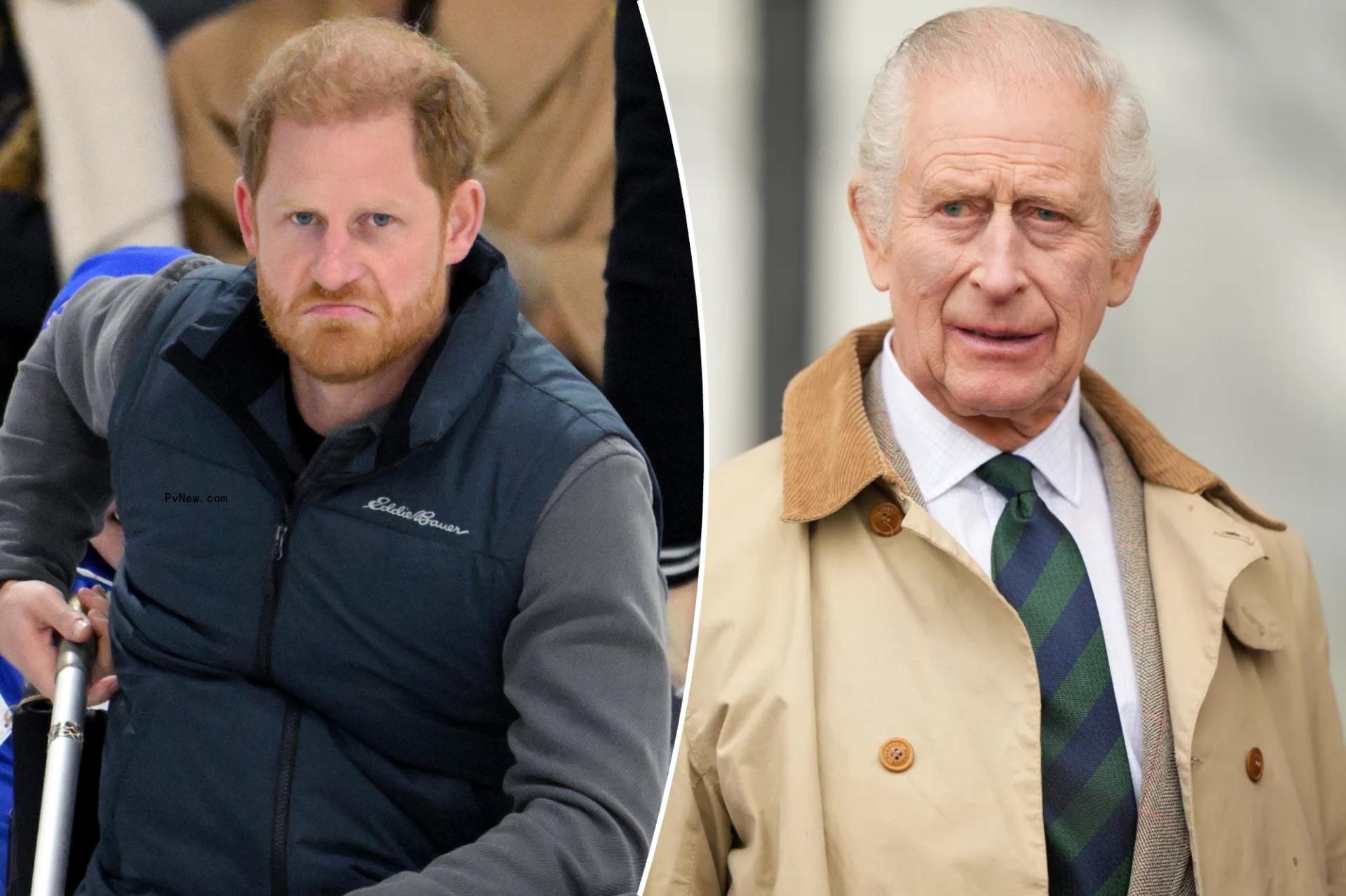 Prince Harry, King Charles (split image)