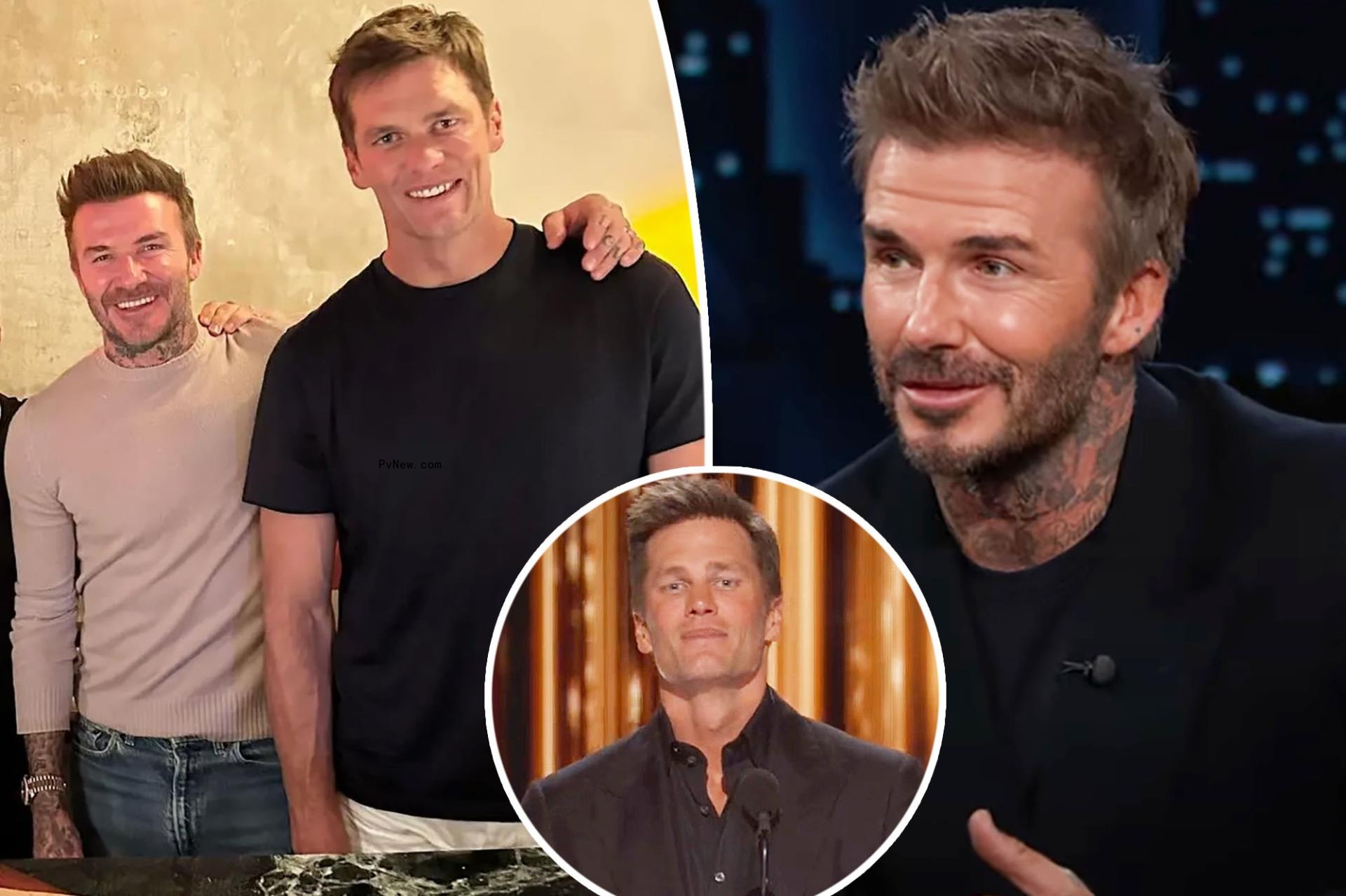 David Beckham and Tom Brady split image.