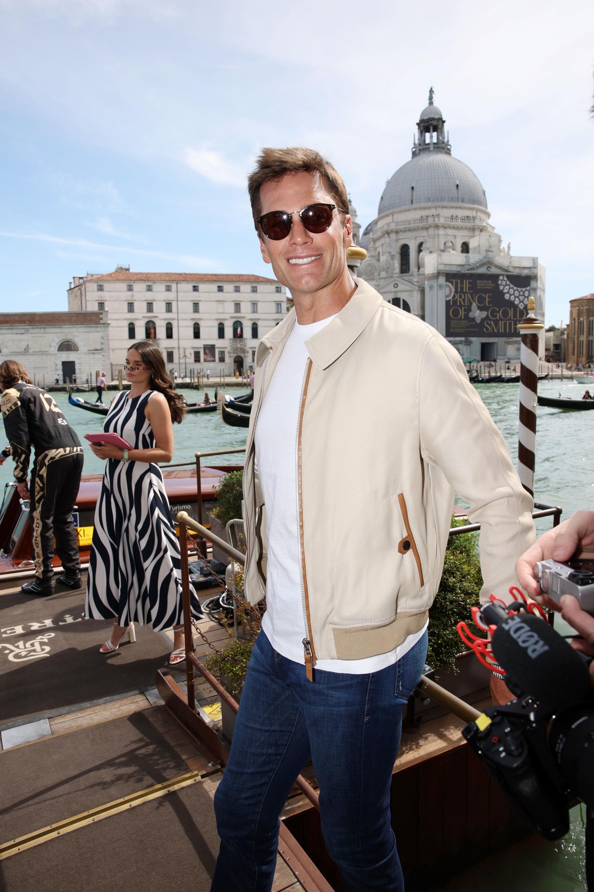 Tom Brady smiling in Venice.