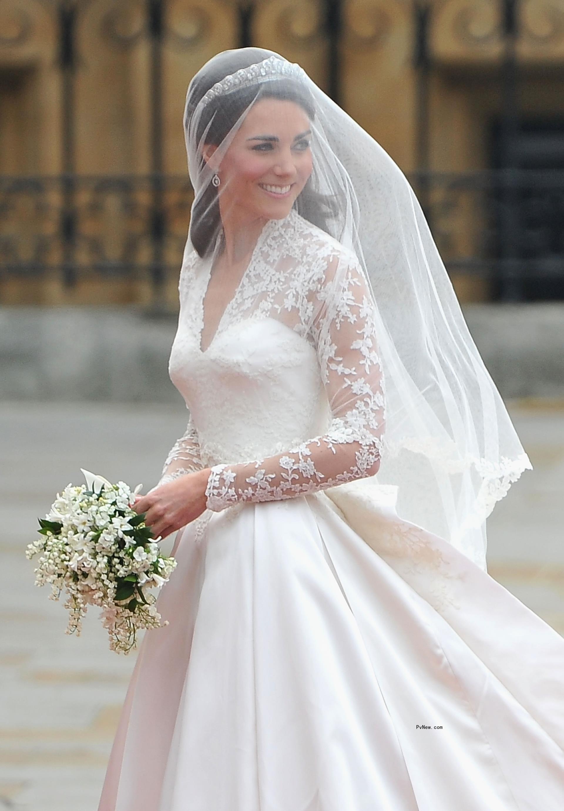 Kate Middleton in her wedding dress.