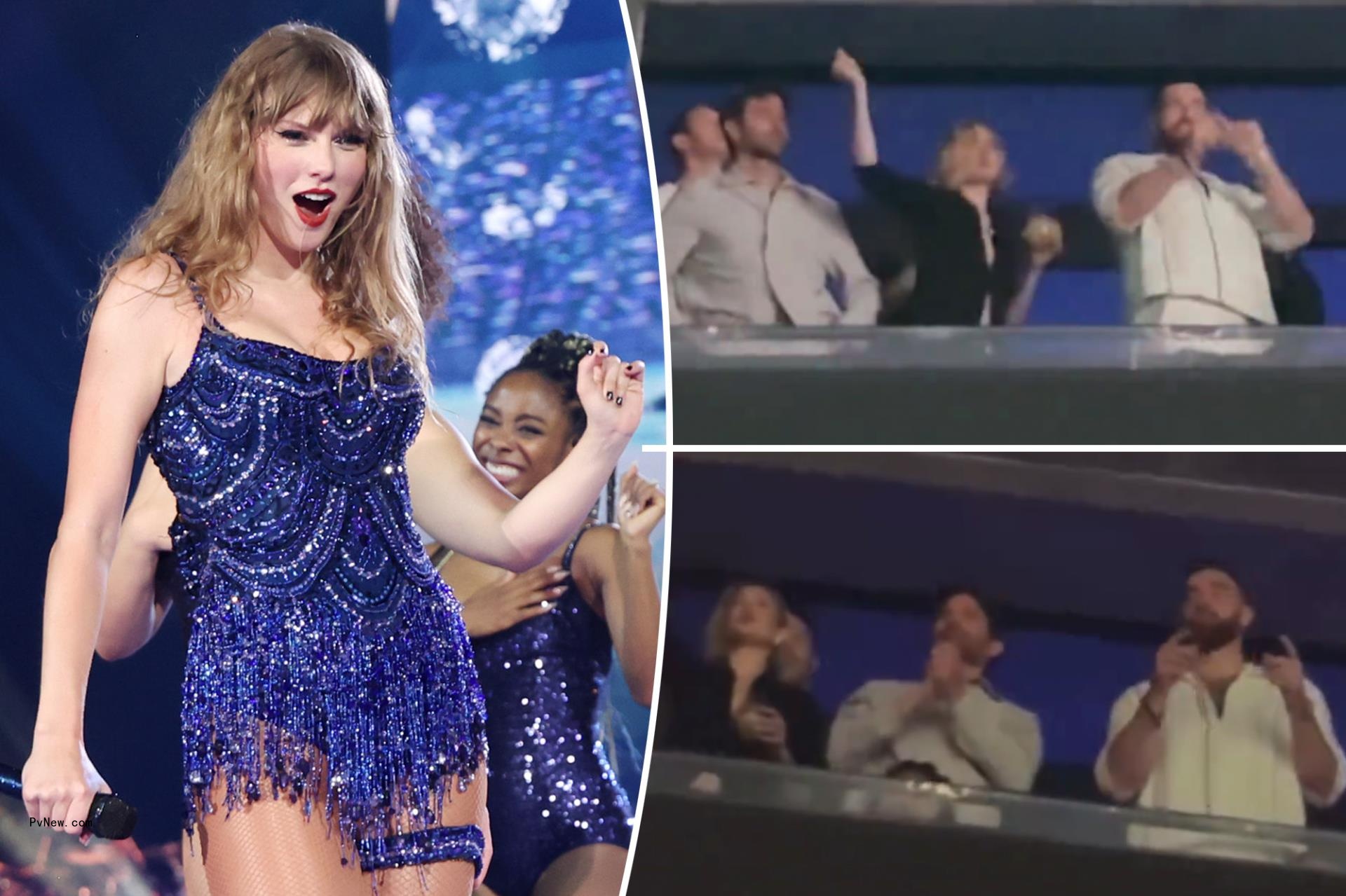 Travis Kelce dances at Taylor Swift’s 87th Eras Tour in Paris with Gigi Hadid and Bradley Cooper