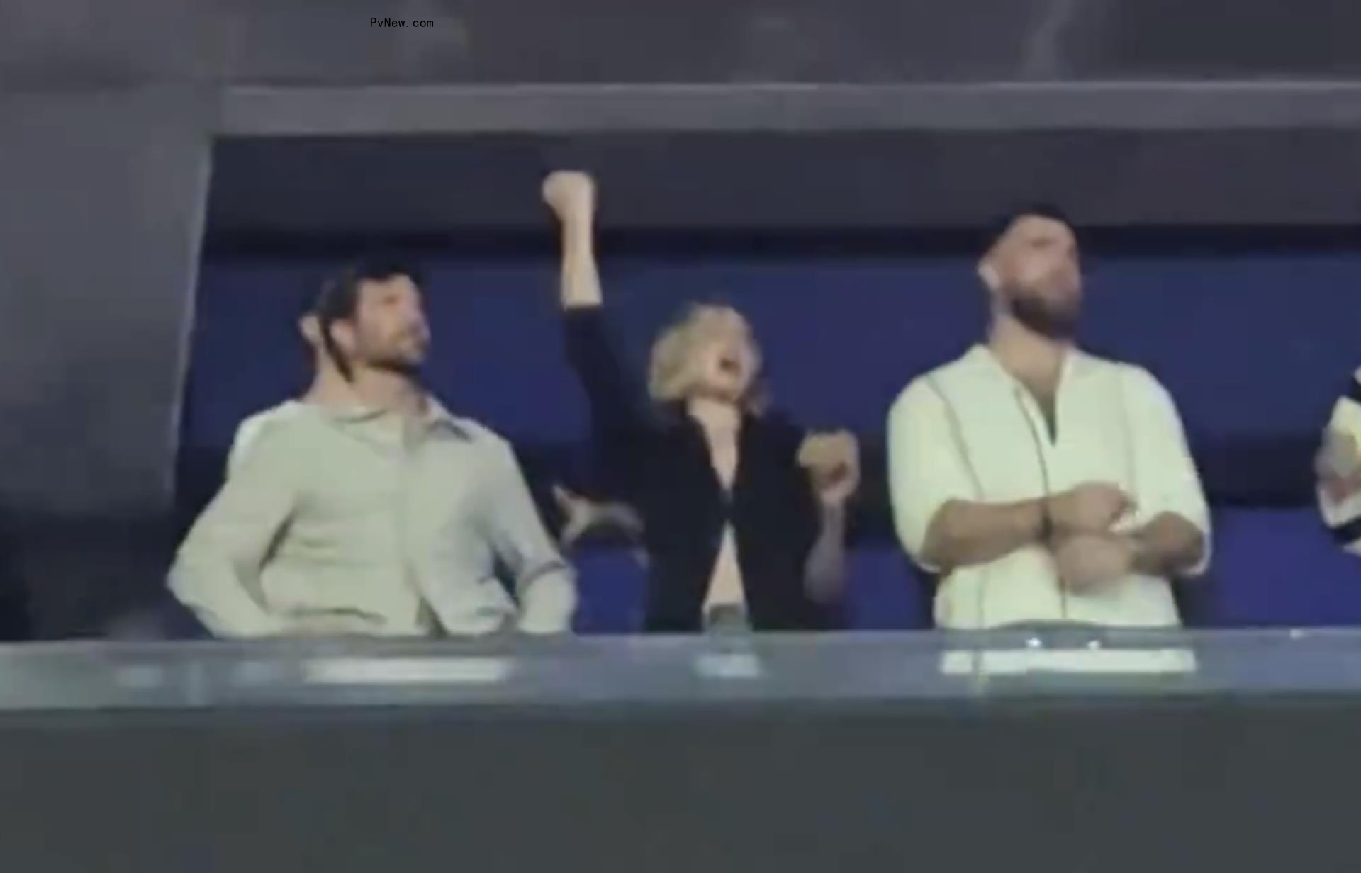 Gigi Hadid and Bradley Cooper with Travis Kelce.