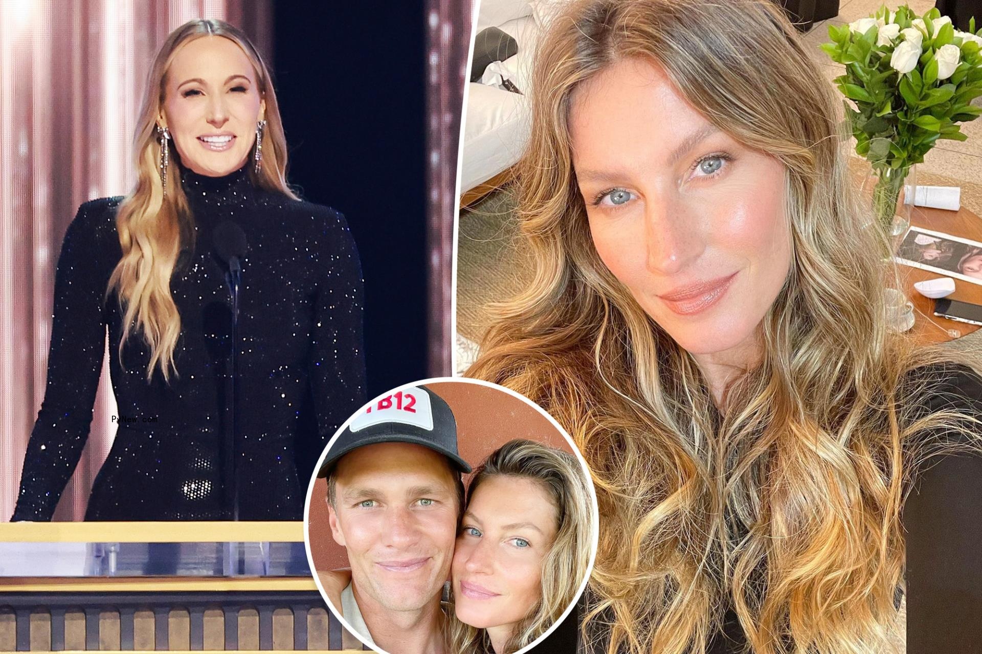 Nikki Glaser, split with Gisele Bündchen as well as a Tom Brady inset