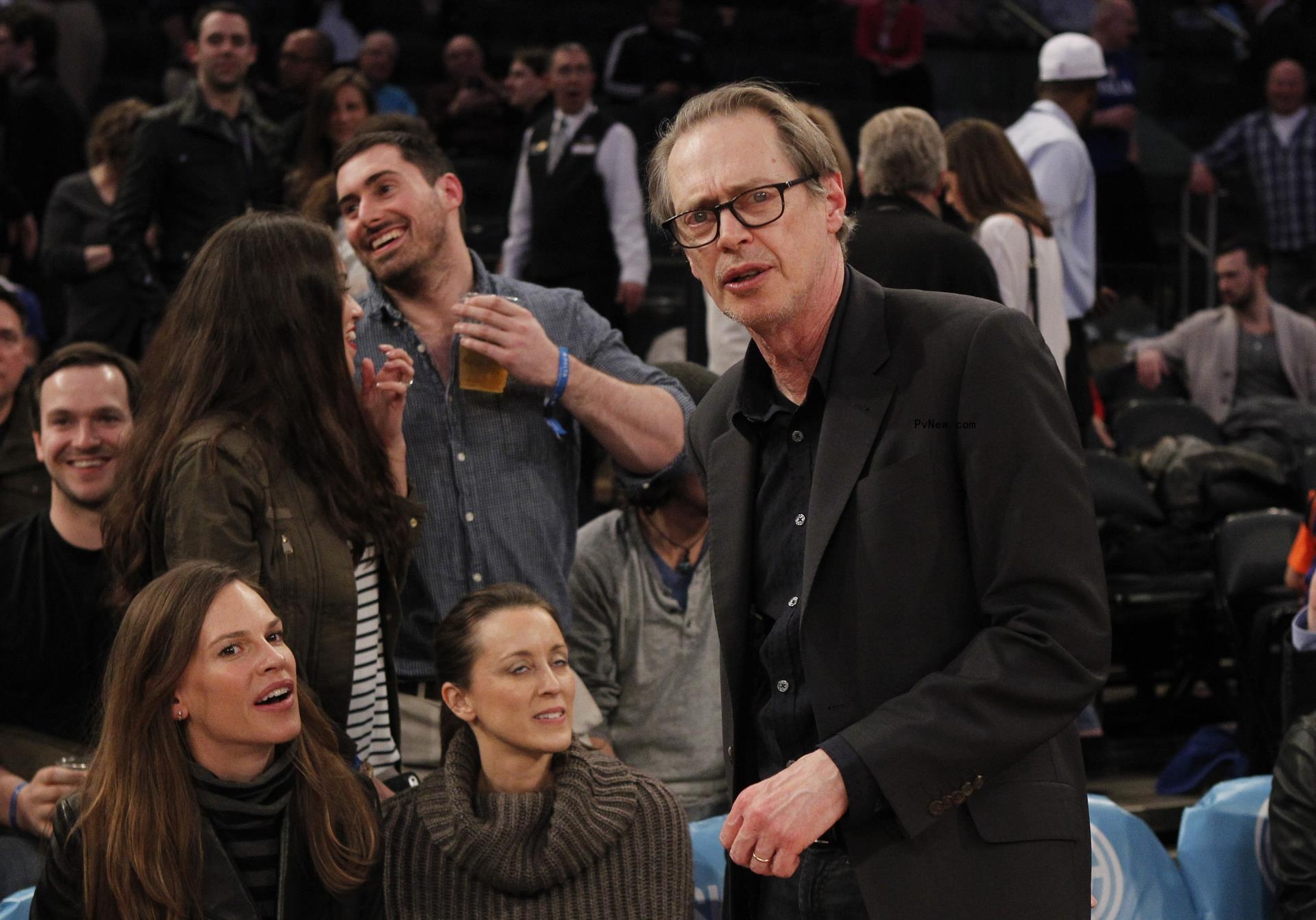 Steve Buscemi  at a Knicks game. 