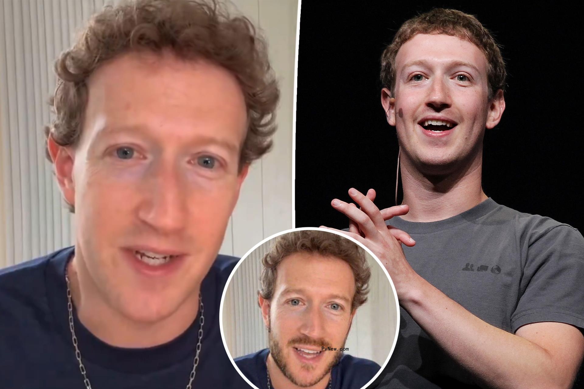 A composite of Mark Zuckerberg images including one with a photoshopped beard.
