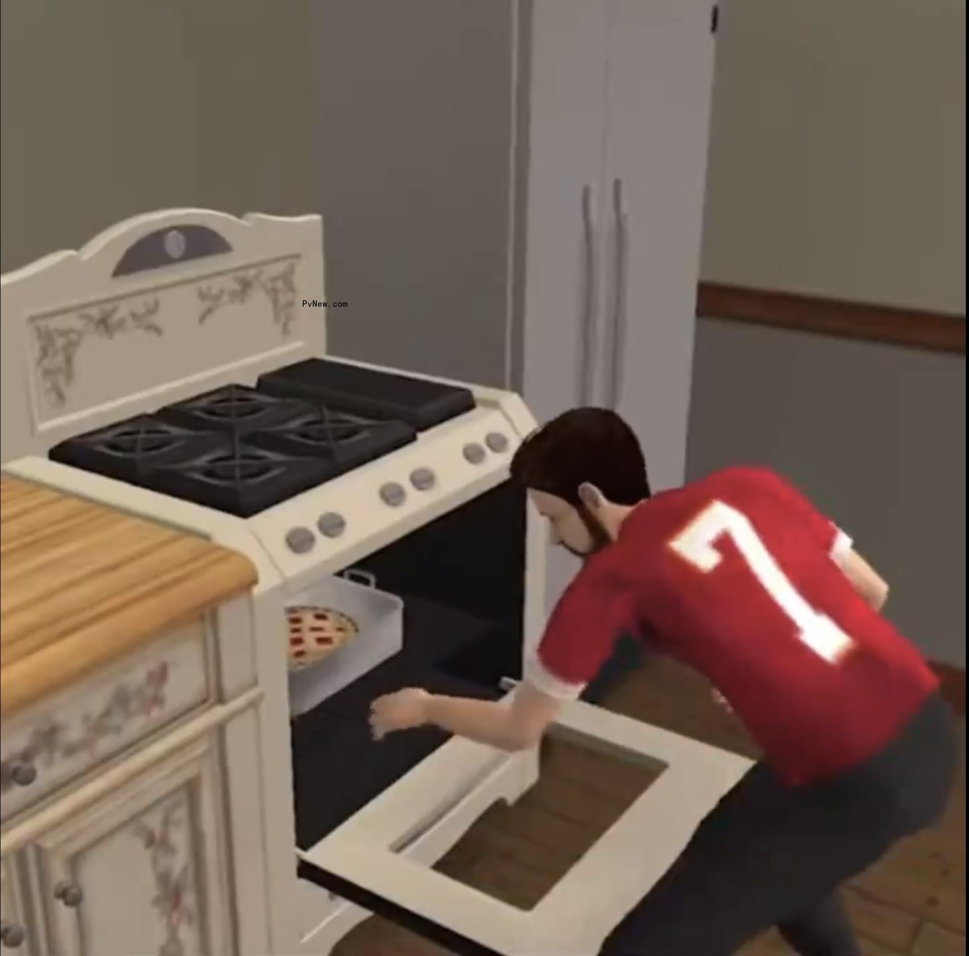 Harrison Butker as a Sim cooking