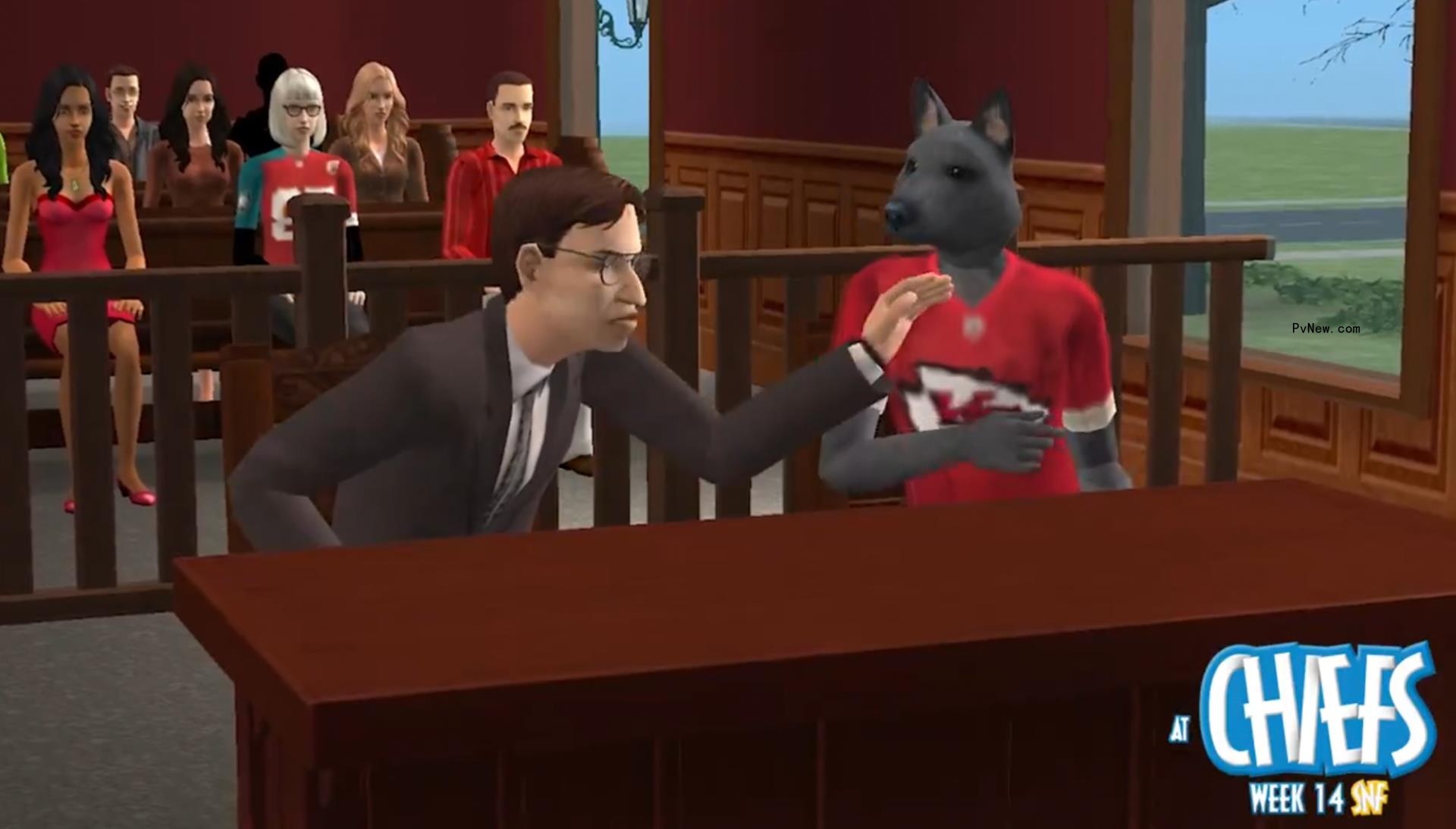 The Chargers Sims video showing a court room