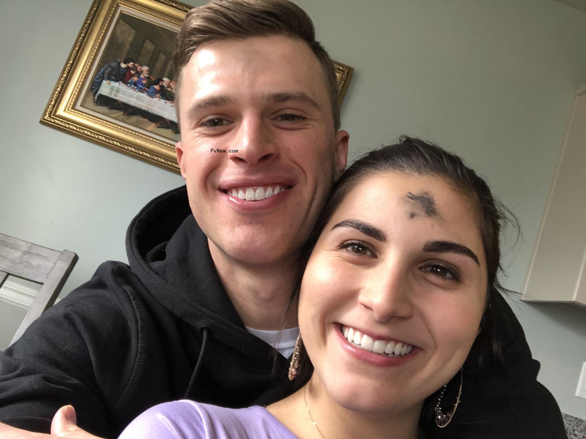 Isabelle Butker and Harrison Butker on Ash Wednesday.