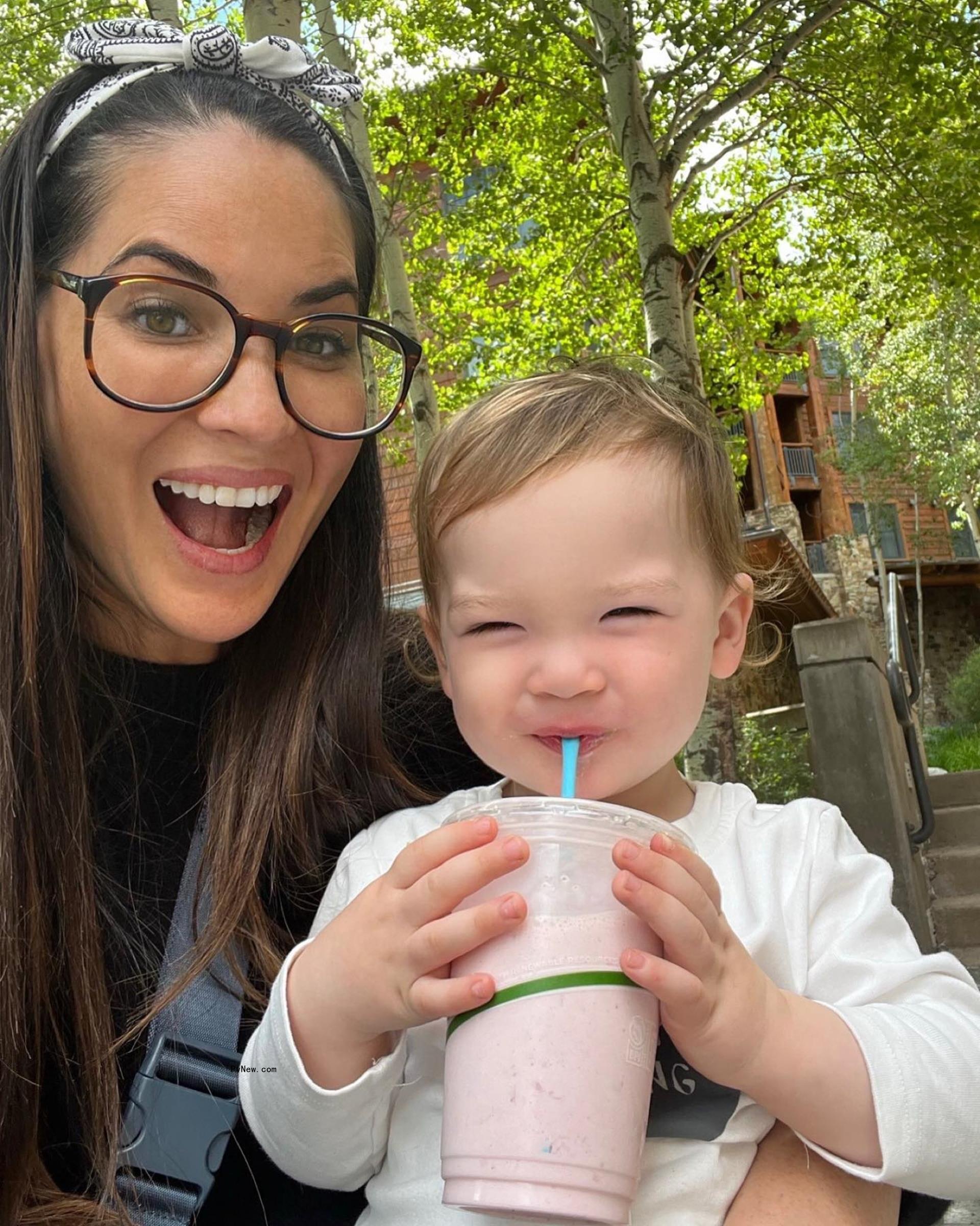 Olivia Munn and her son.