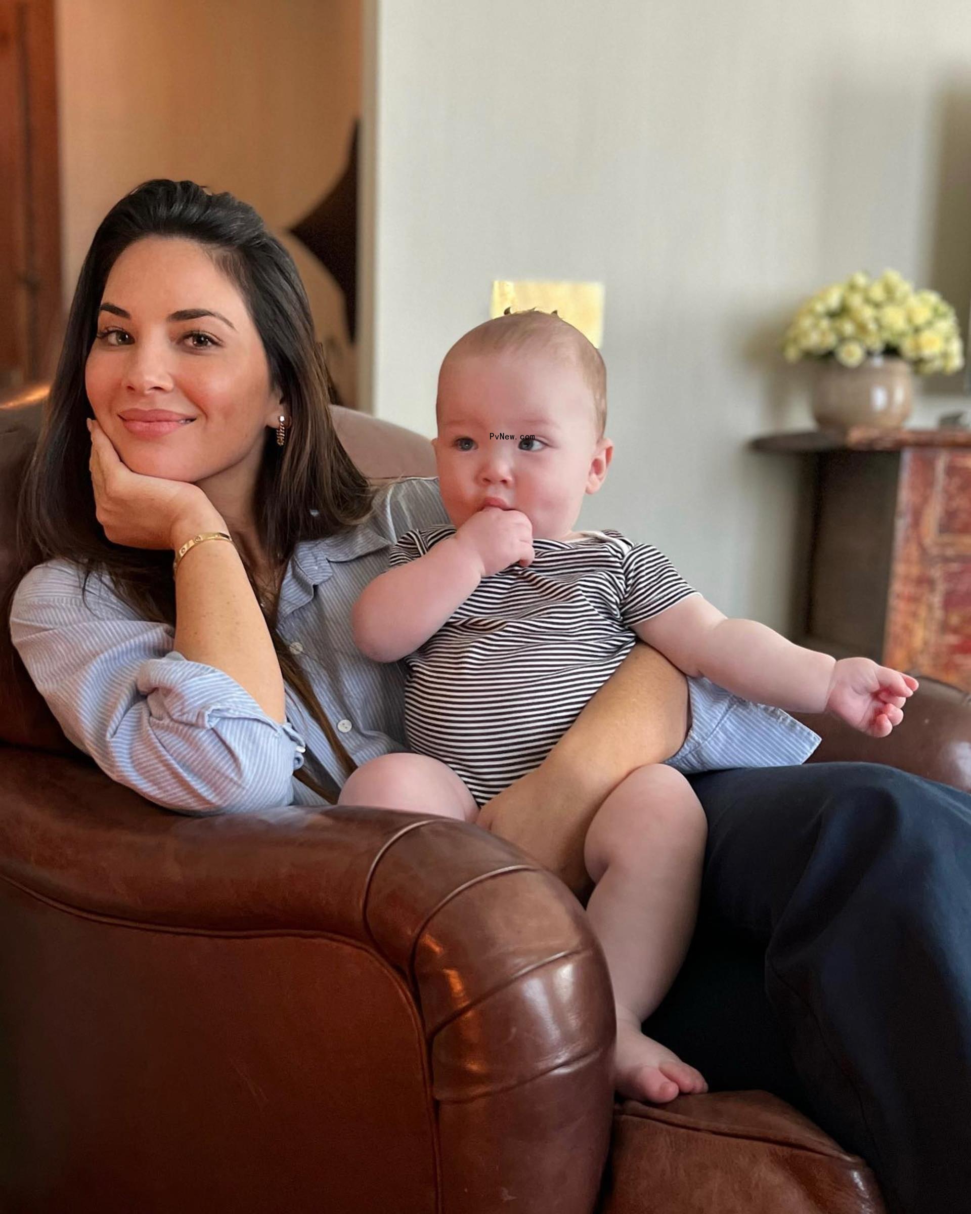 Olivia Munn and her son.