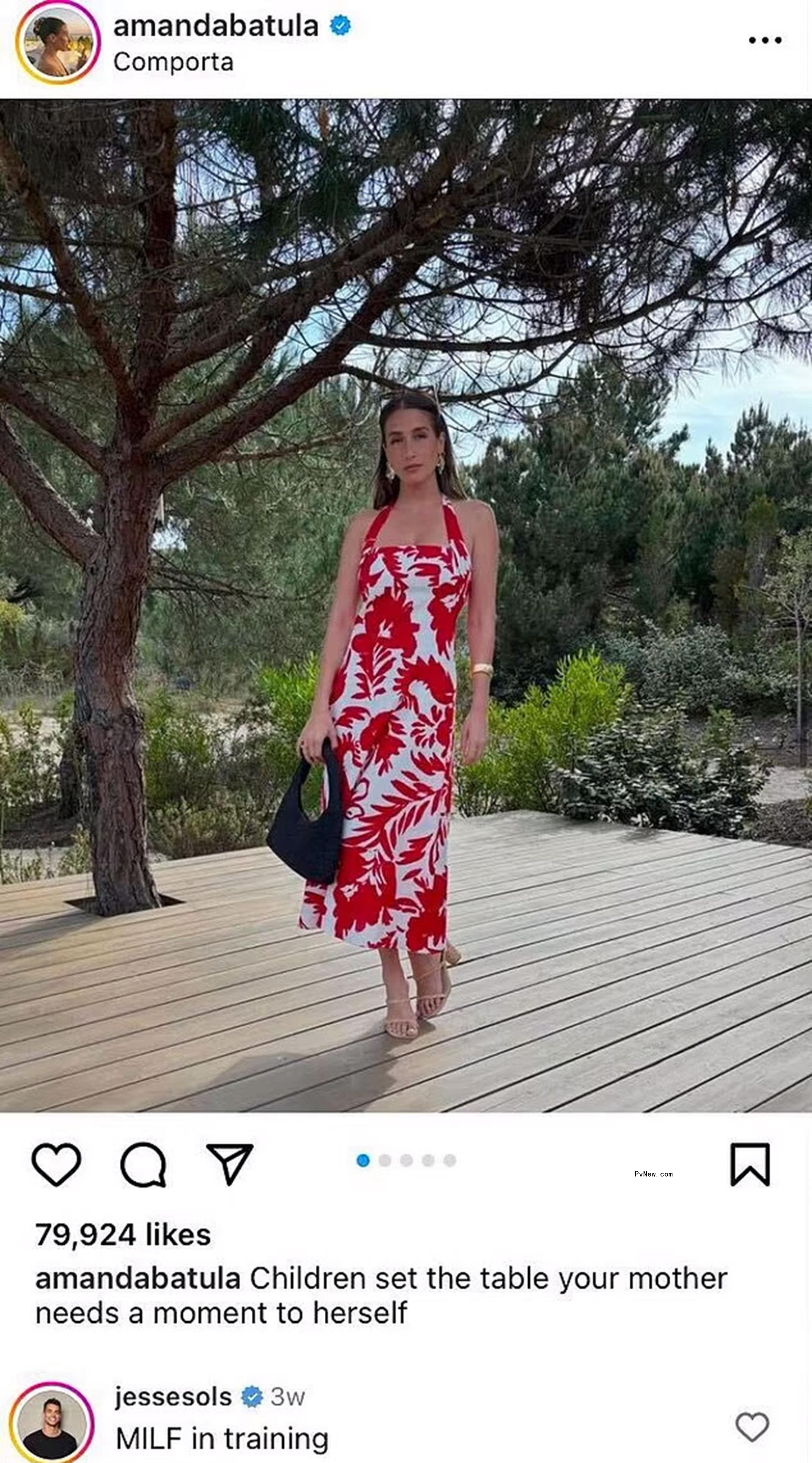 Amanda Batula in a red dress