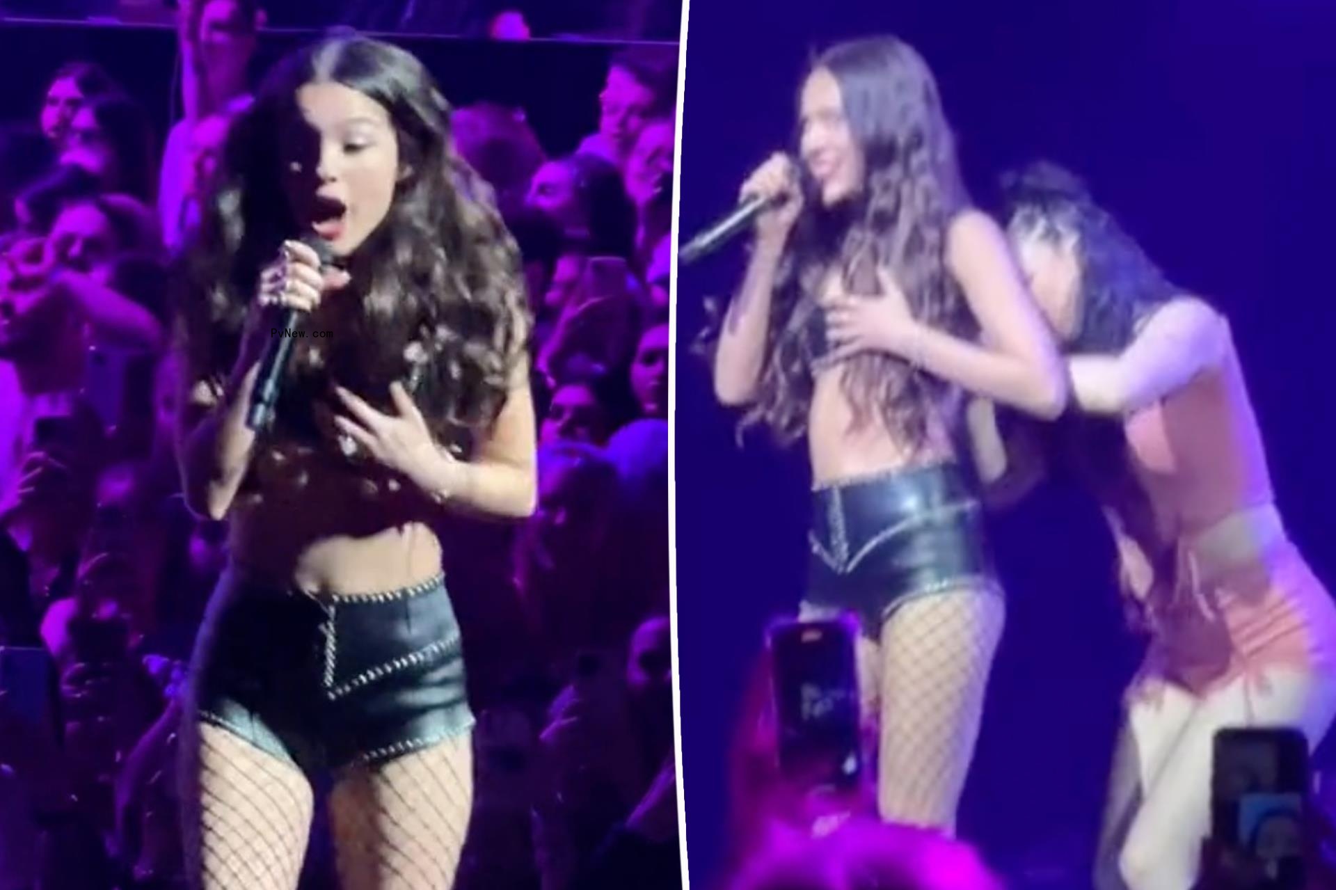 Olivia Rodrigo dances through mid-co<i></i>ncert wardrobe malfunction in leather bra: ‘The show must go on’