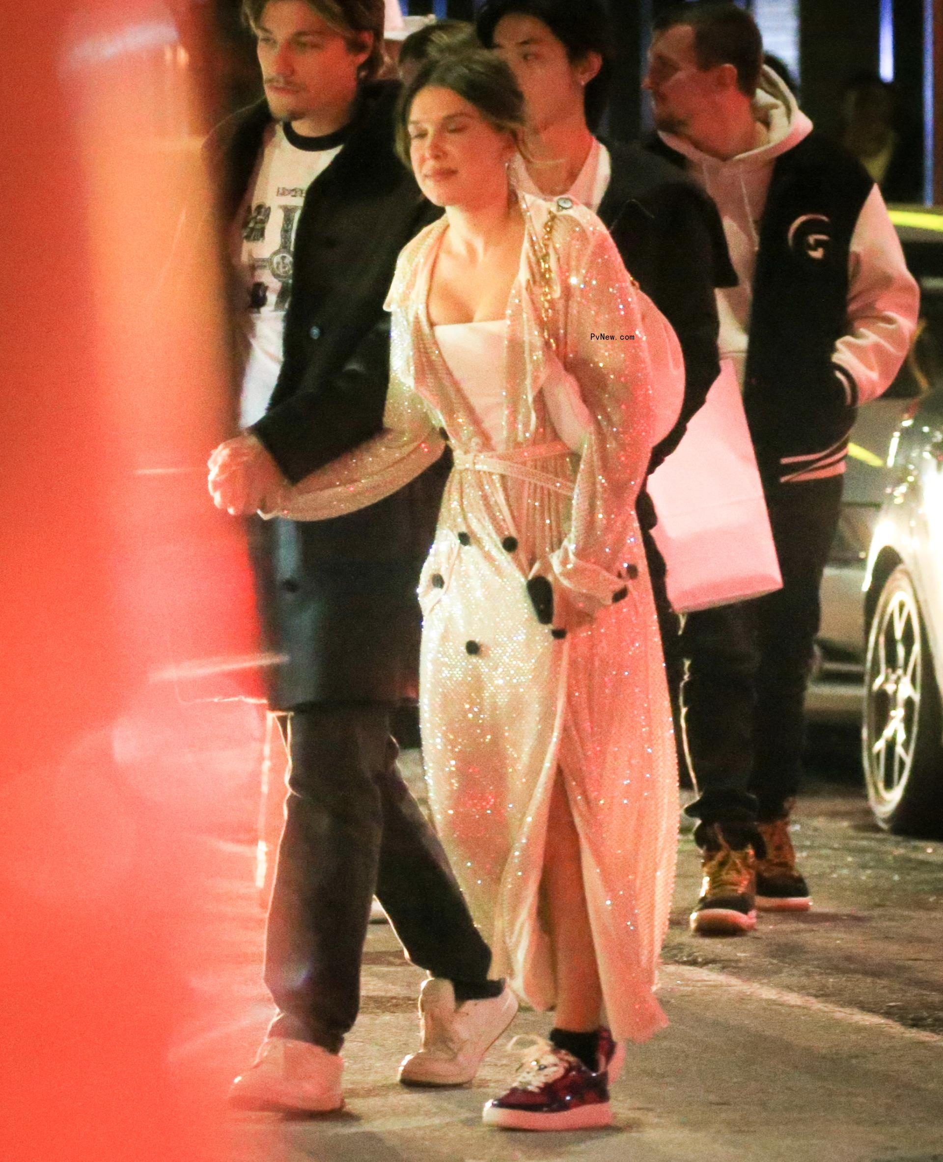 Millie Bobby Brown and Jake Bo<i></i>ngiovi celebrating her birthday.