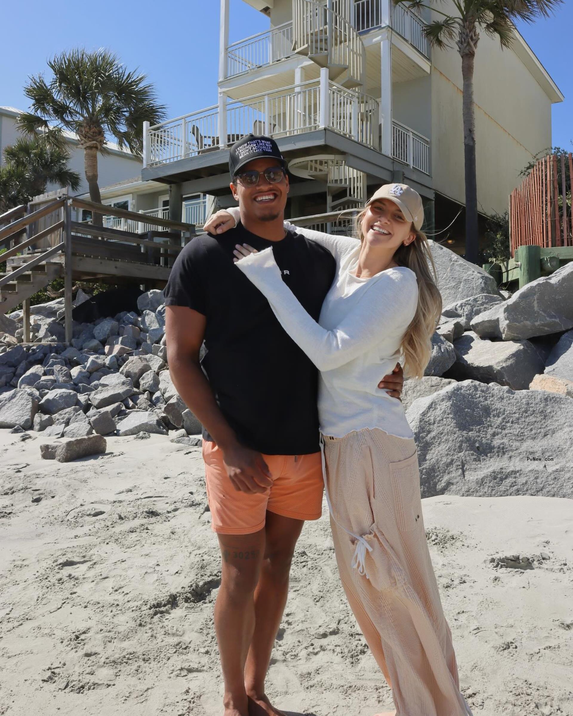 Allison Kucharczyk and Isaac Rochell at the beach.