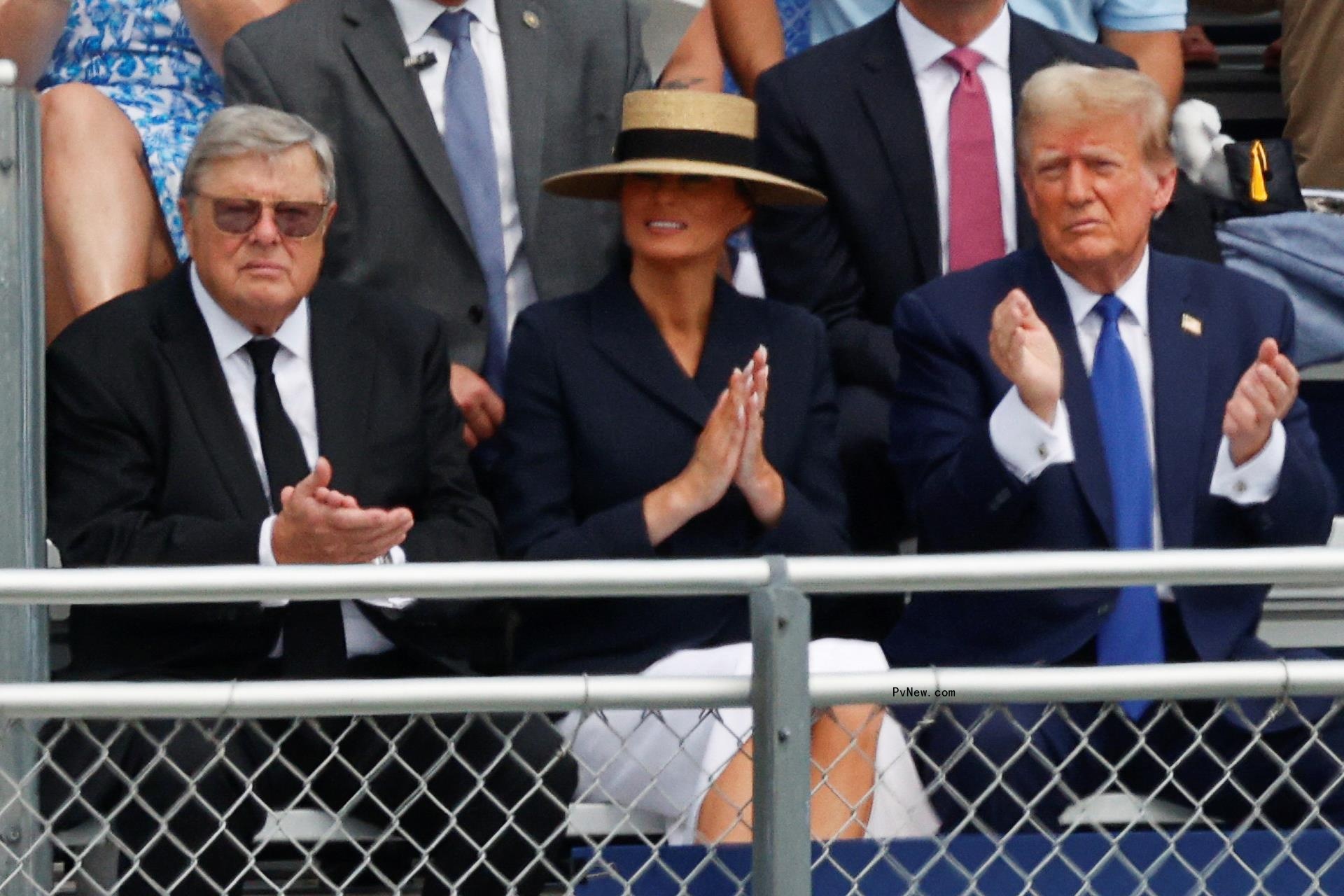 Melania Trump and Do<i></i>nald Trump at Barron Trump's graduation.