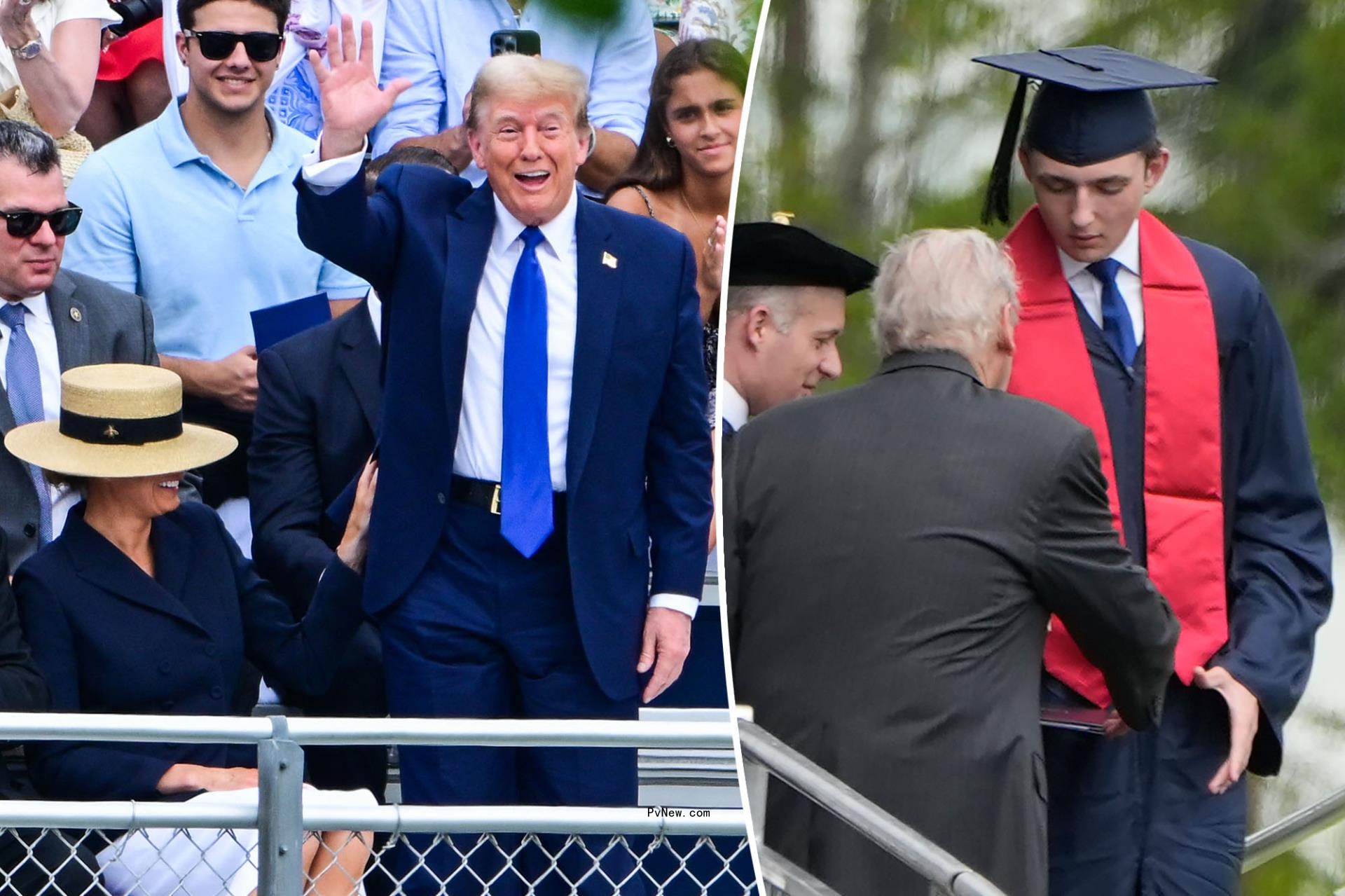 Do<i></i>nald and Melania Trump attend son Barron’s high school graduation during break in ‘hush money’ trial