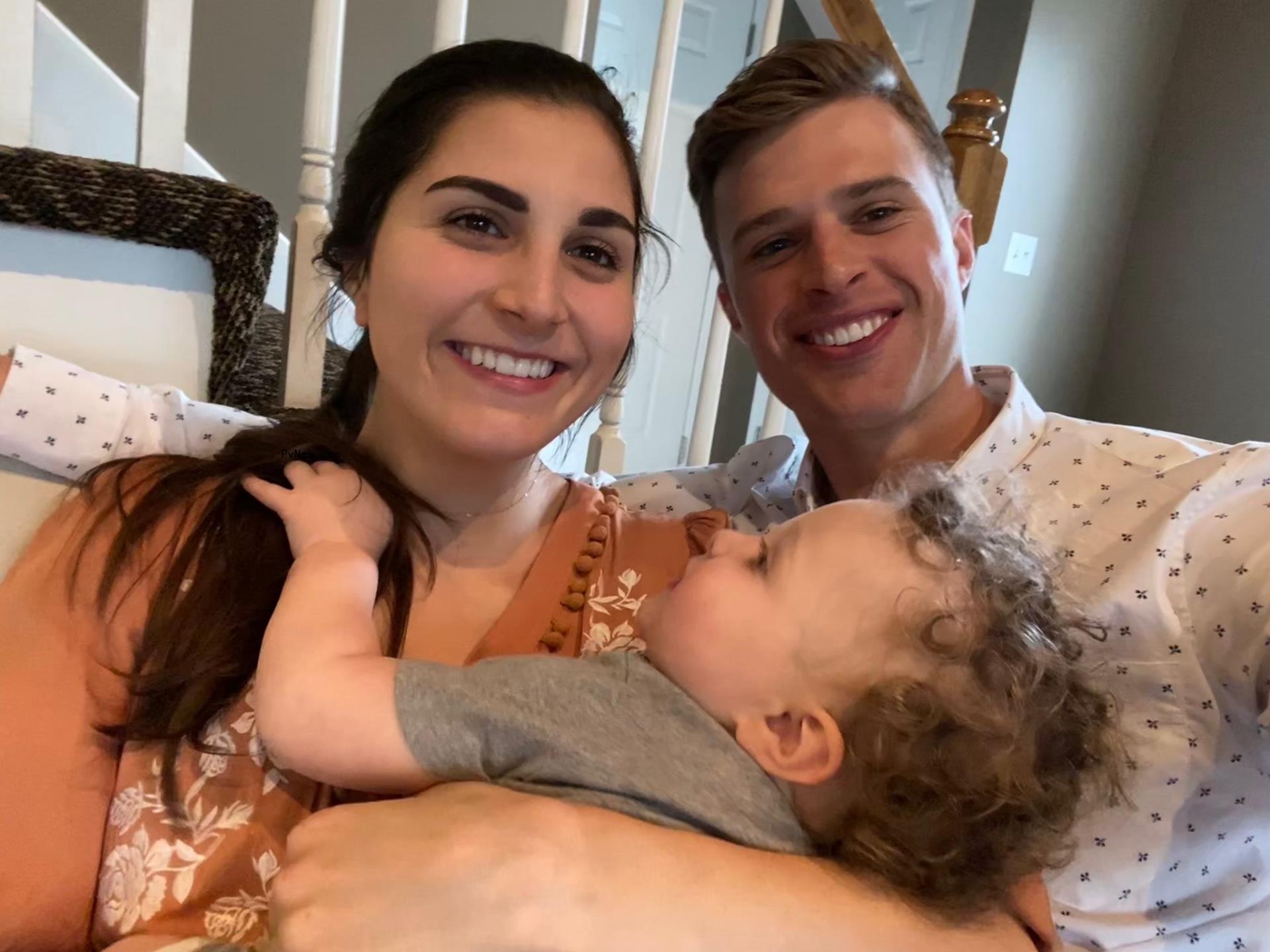 Harrison Butker with his wife Isabelle and son.