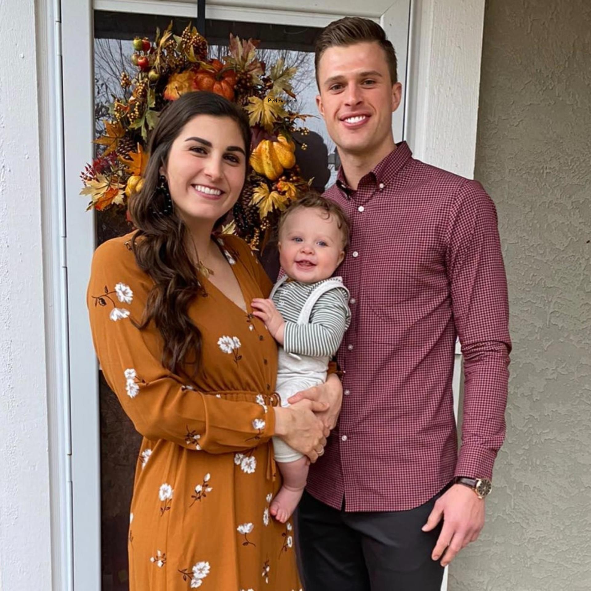 Harrison Butker with his wife Isabelle and son.