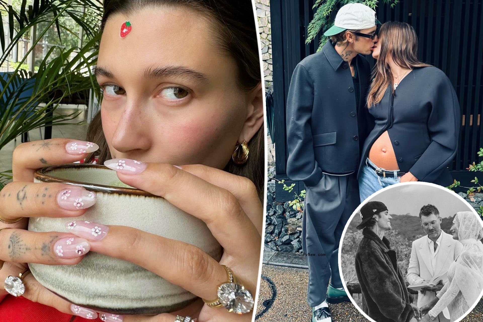 Hailey Bieber and her and Justin Bieber.