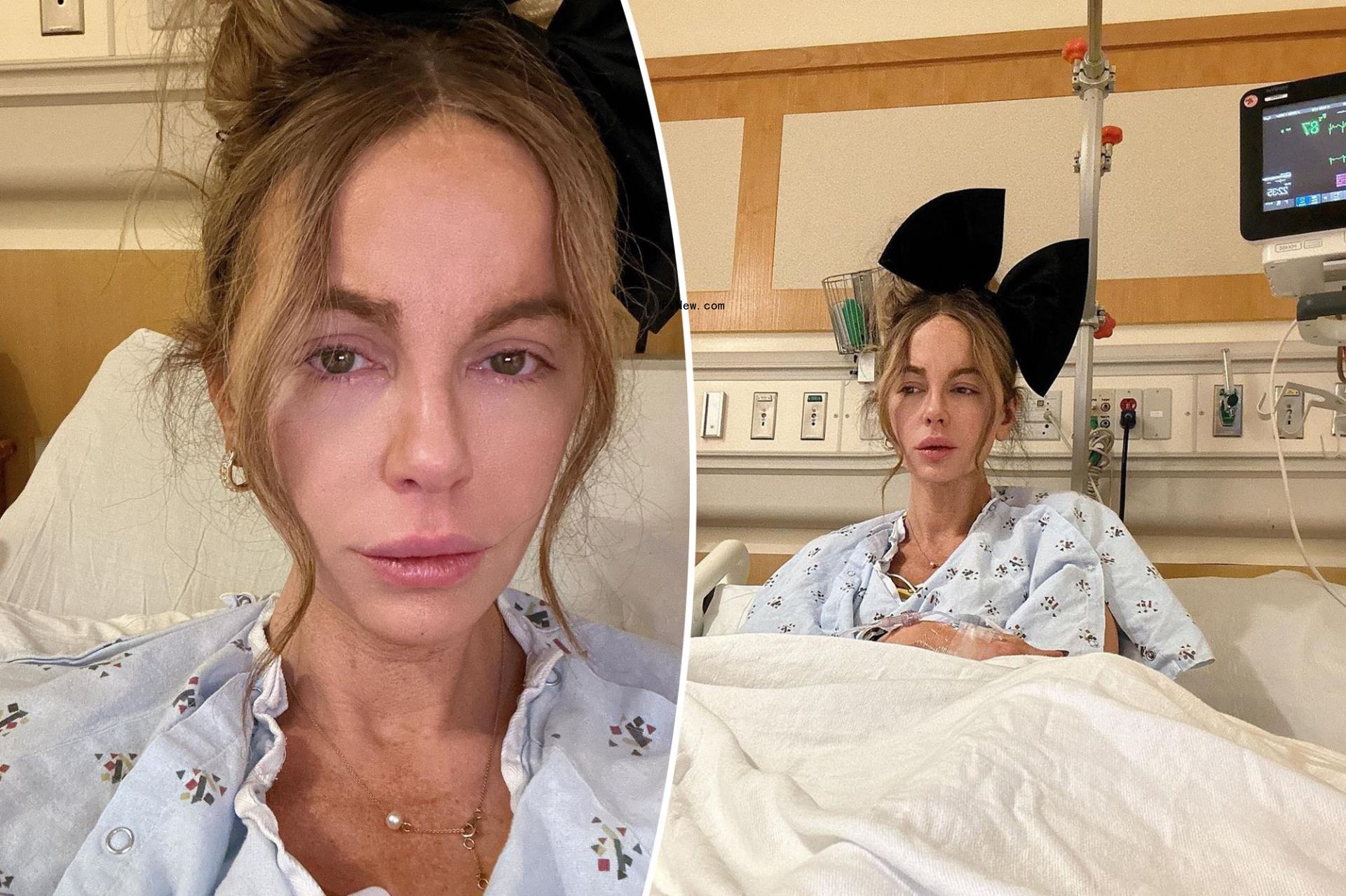 Kate Beckinsale announces hospitalization, posts tearful pics from bed