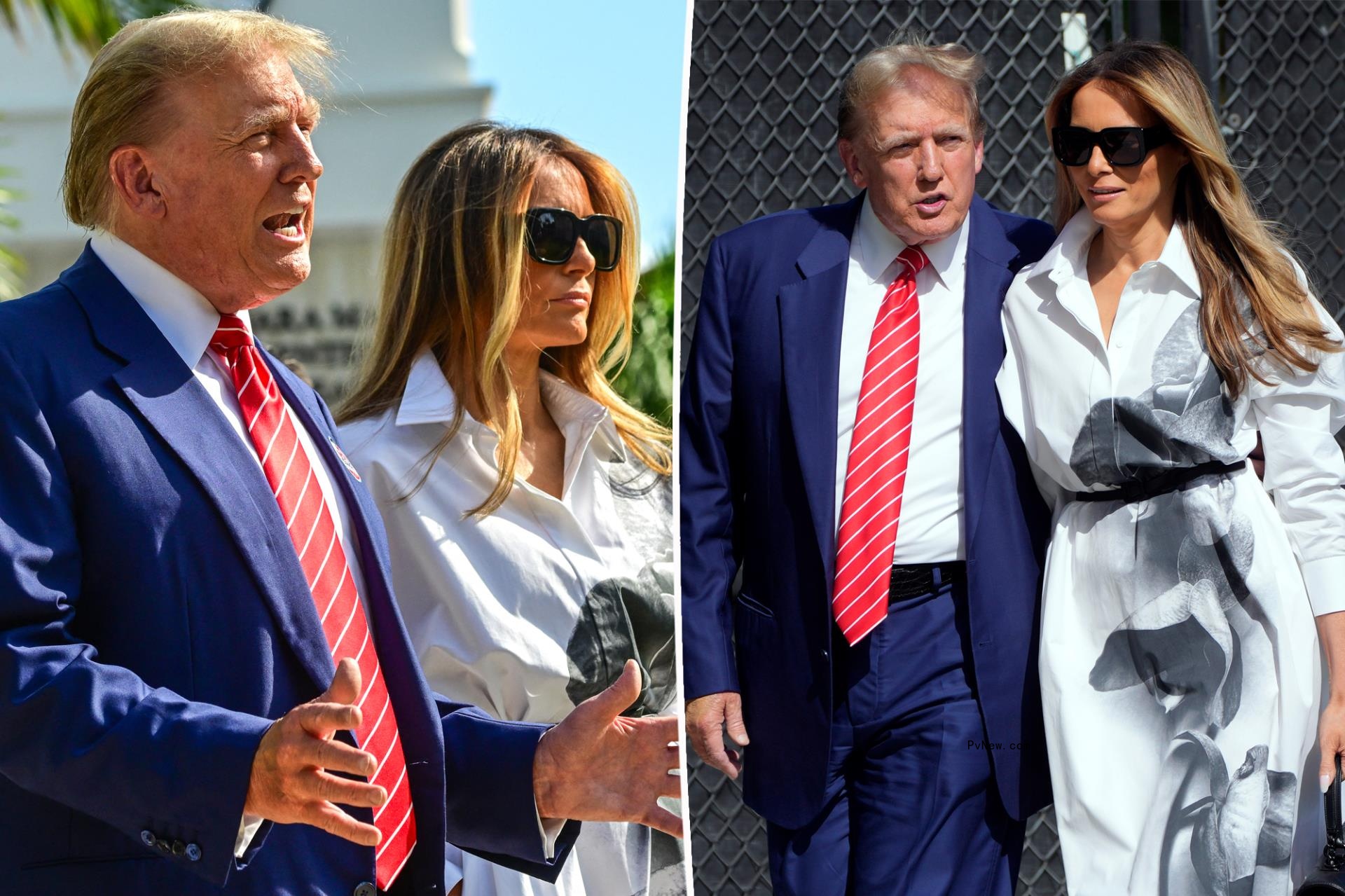 Melania Trump steps o<i></i>nto the campaign trail with Do<i></i>nald at primary election