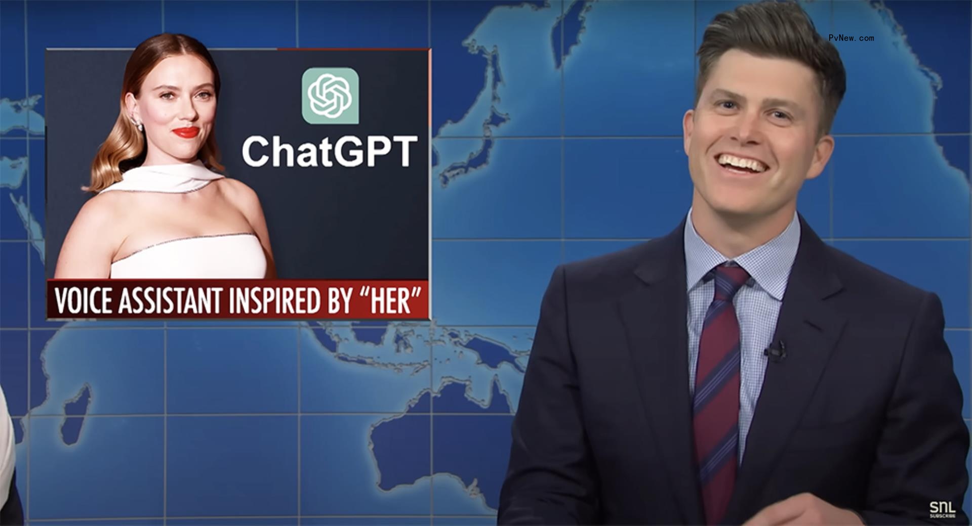 Colin Jost and Scarlett Johannson on