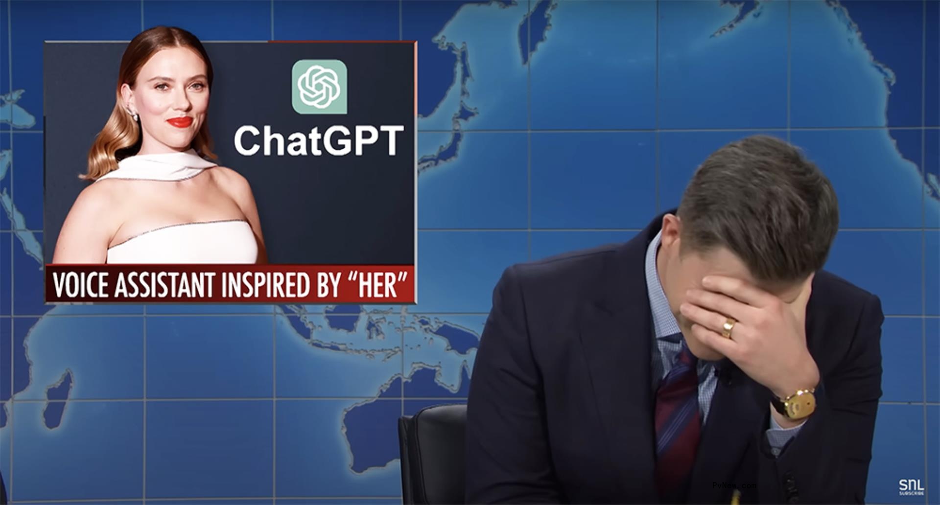 Colin Jost and Scarlett Johannson on