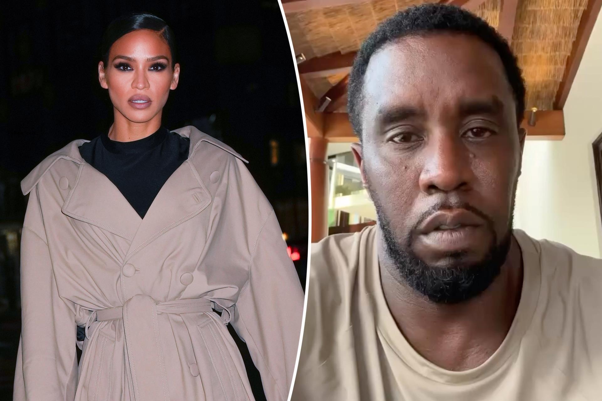 Cassie Ventura split image with Sean ‘Diddy’ Combs.