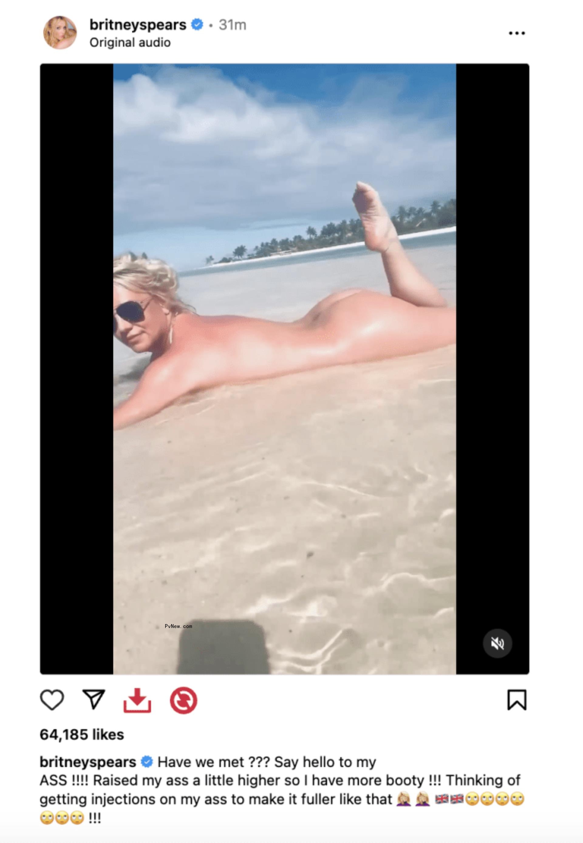 Britney Spears naked on the beach